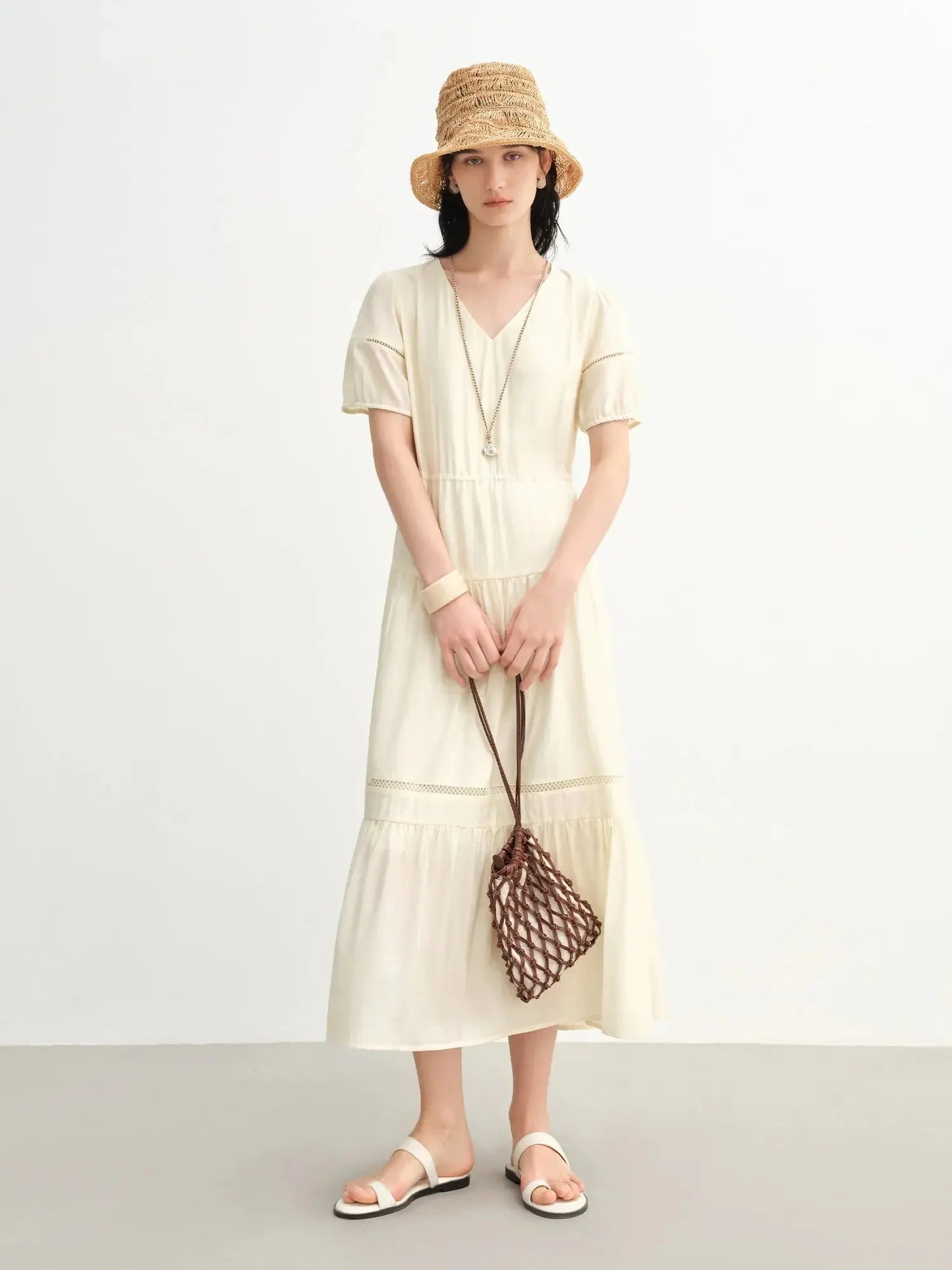 Breathable Linen Tiered Dress for a Flattering Curve