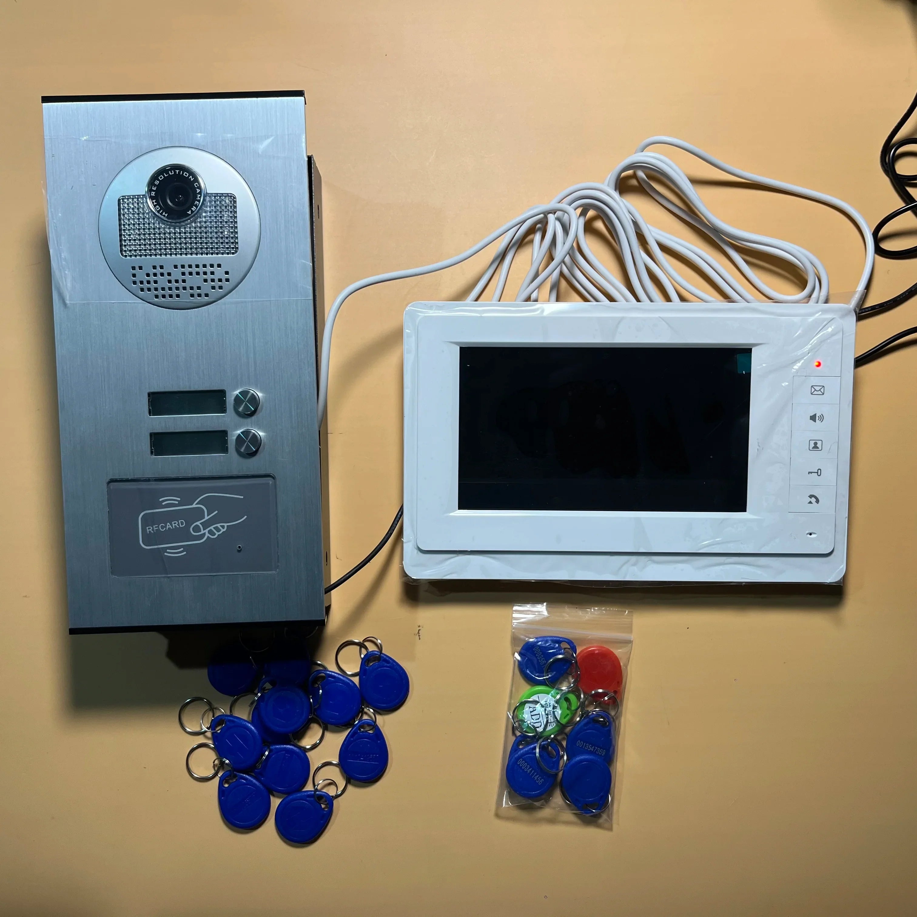 7 Inch Color Video Door Phone doorbell RFID Access Control Camera System for 2/3/4Unit multi apartments Intercom