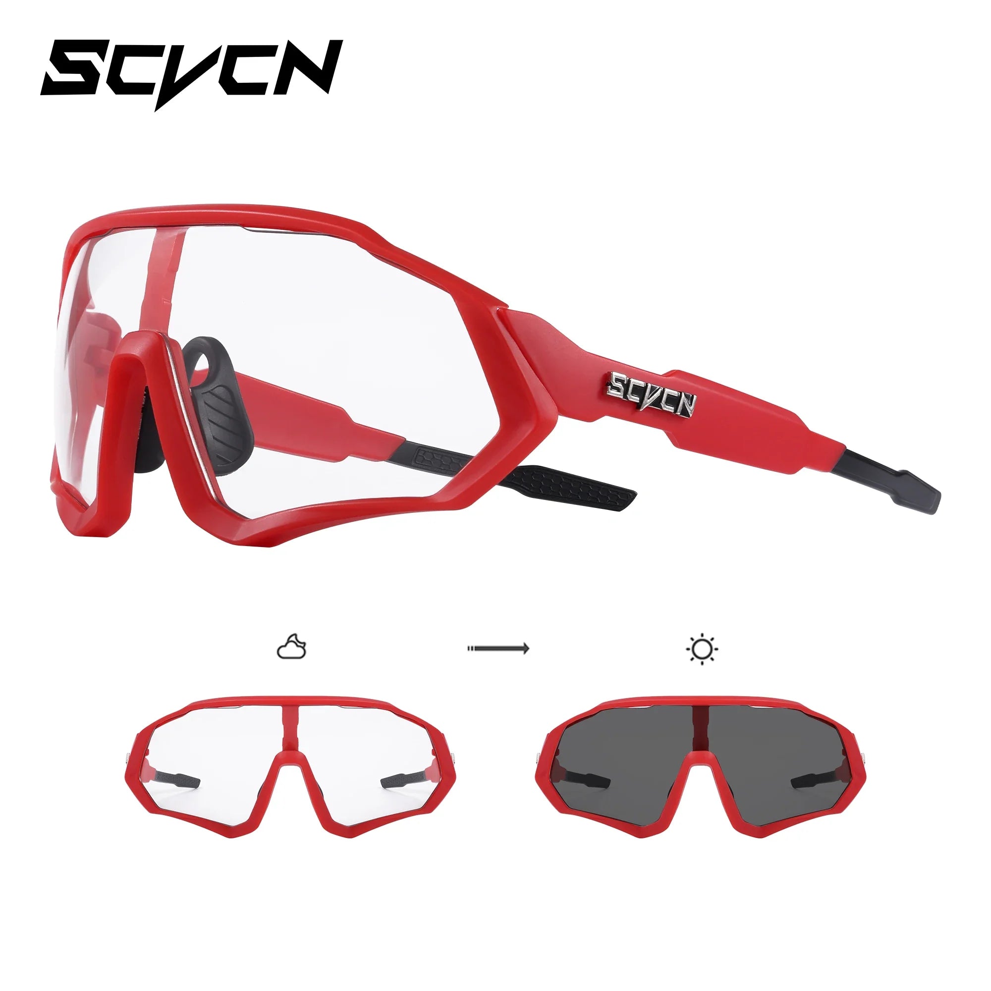 SCVCN Photochromic Cycling Sunglasses Outdoor Sports Running Drving Glasses Road MTB Bicycle Goggles UV400 Safety Bike Eyewear