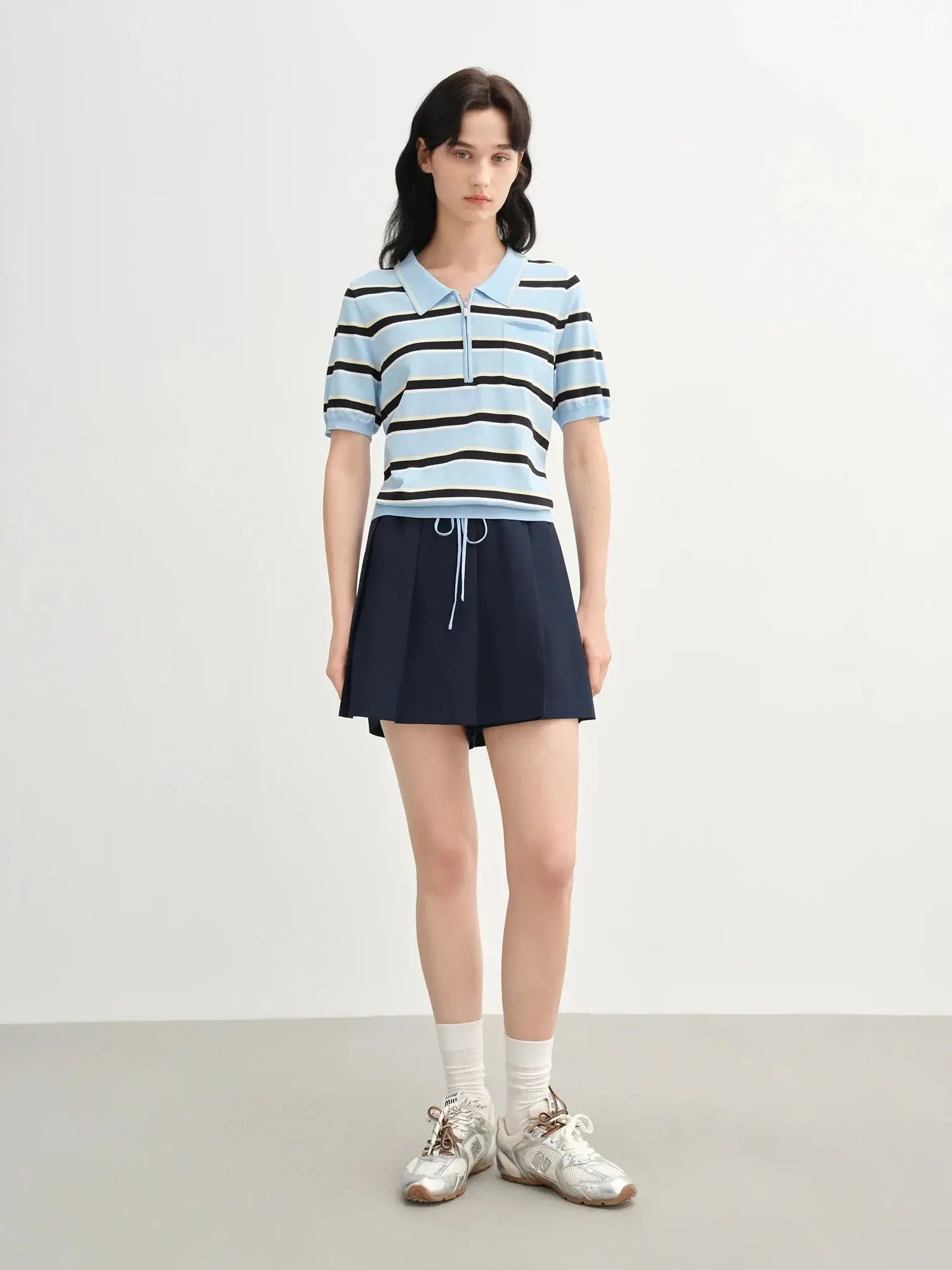 Structured Knit Top with Flattering Contrast Stripes