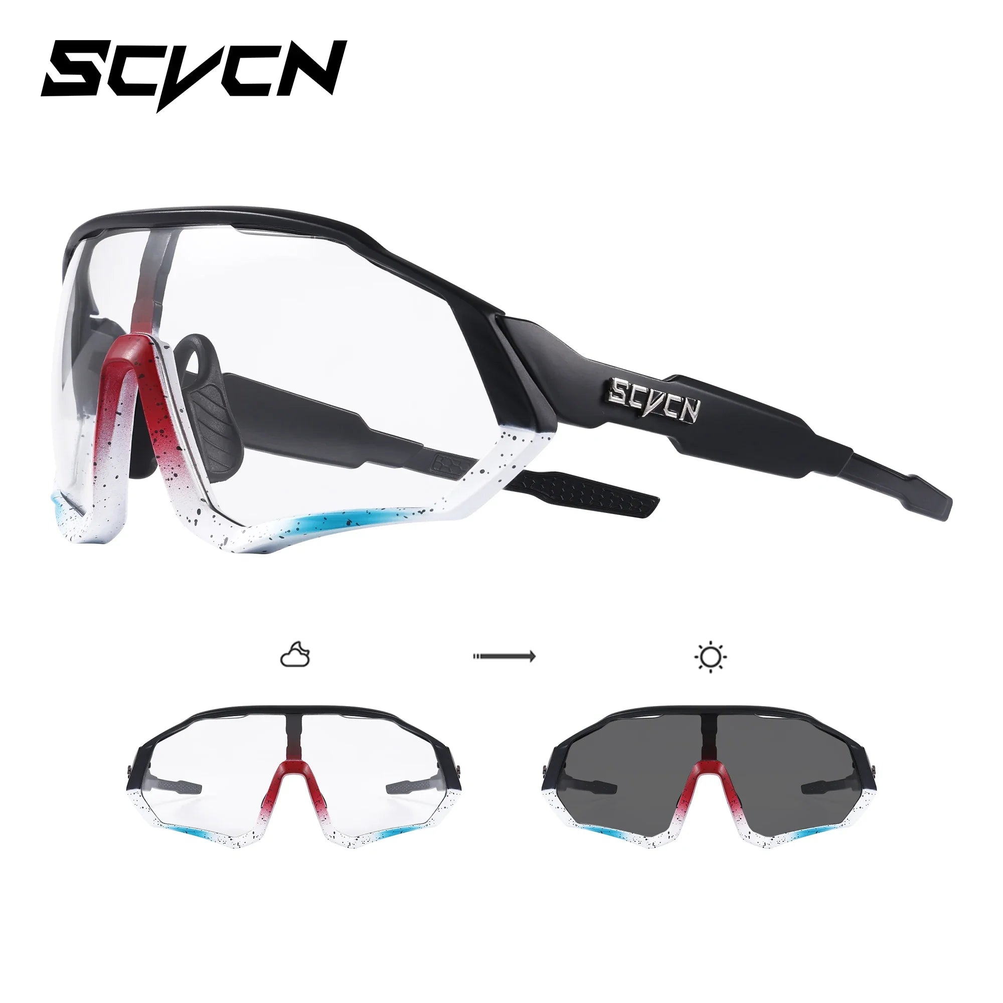 SCVCN Photochromic Cycling Sunglasses Outdoor Sports Running Drving Glasses Road MTB Bicycle Goggles UV400 Safety Bike Eyewear