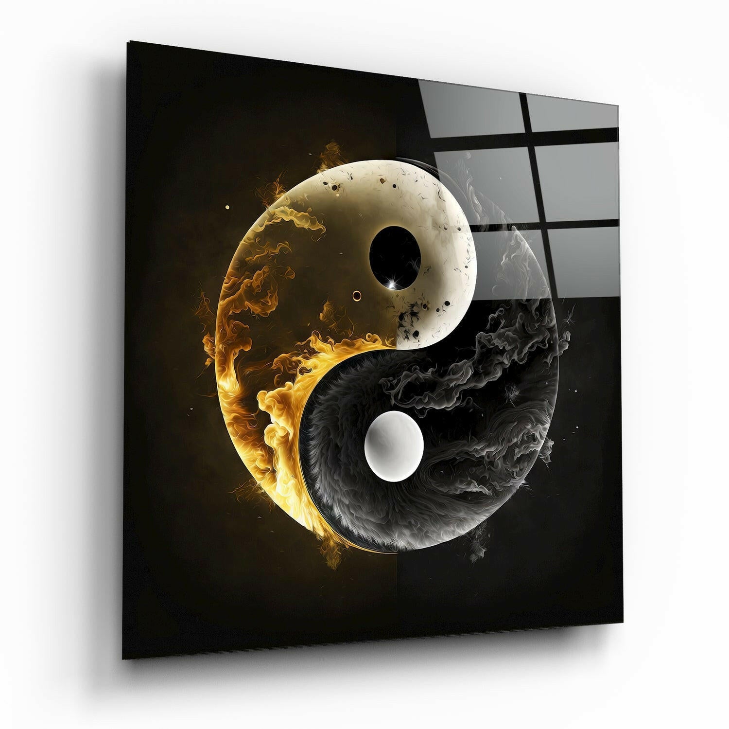 Ying and Yang Glass Wall Art || Designer Collection