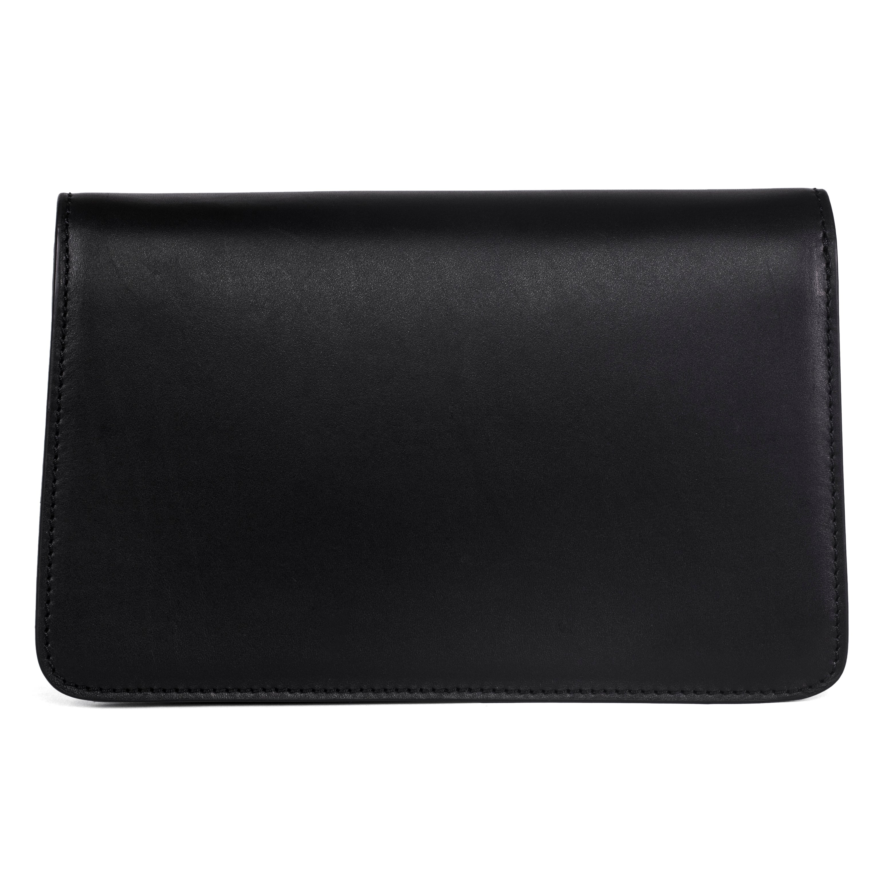 Black Leather Clutch With Custom Swarovski Stone