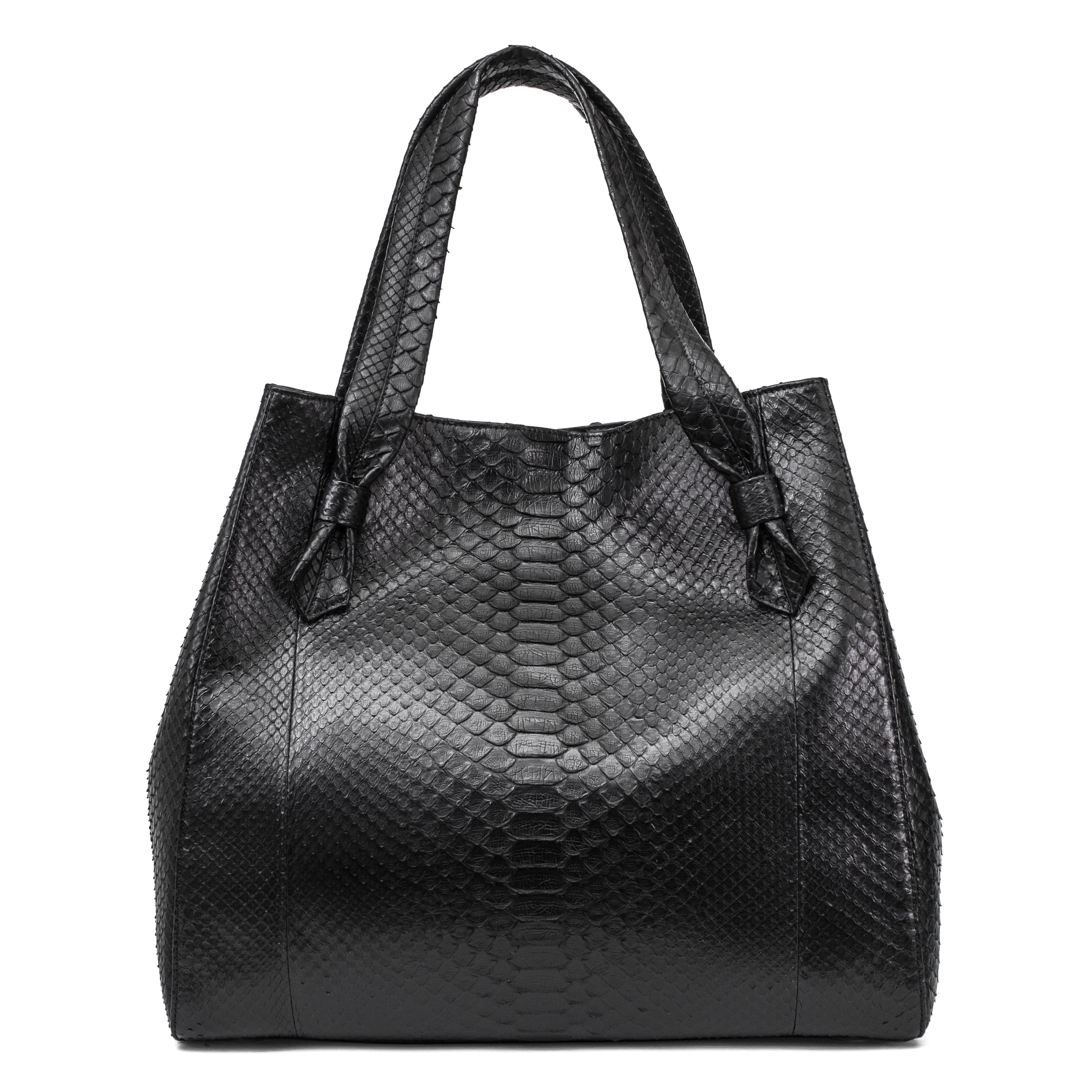 Large Black Python Shopper Bag