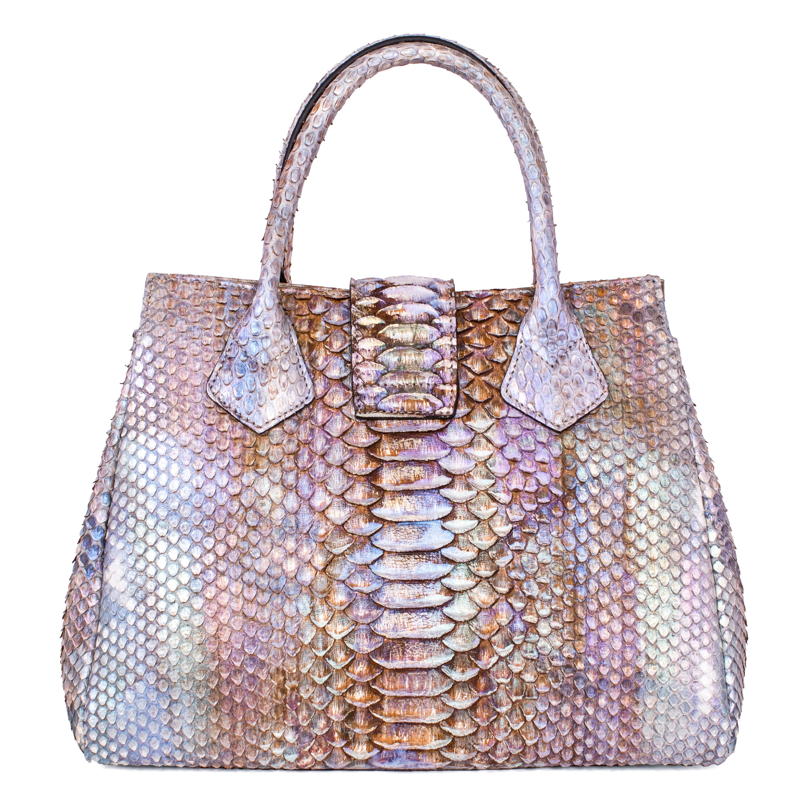 Iridescent Python Bag with Snake Head Accessory