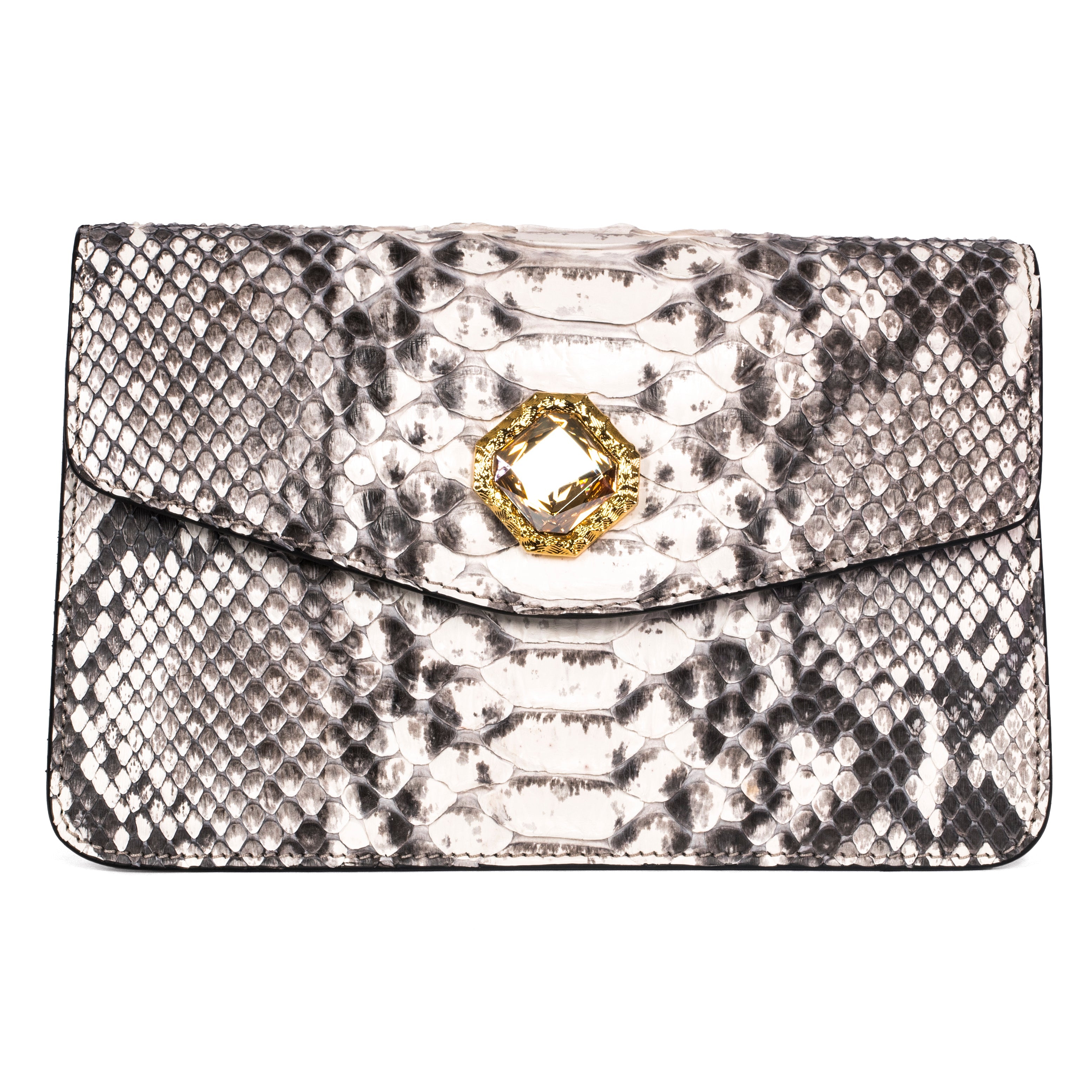 Natural Python Clutch With Custom Swarovski Stone