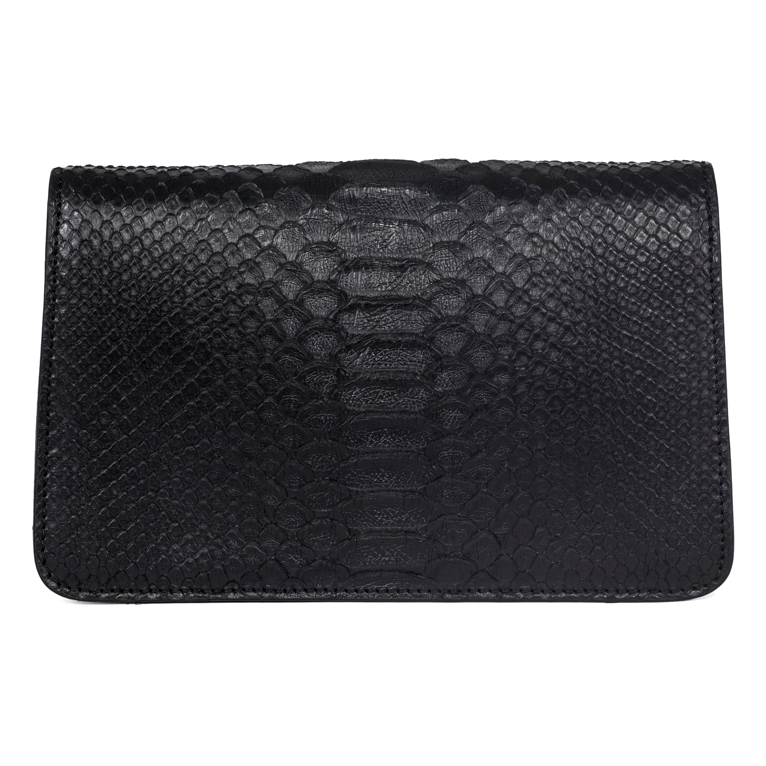 Black Python Clutch with Custom Swarovski Stone