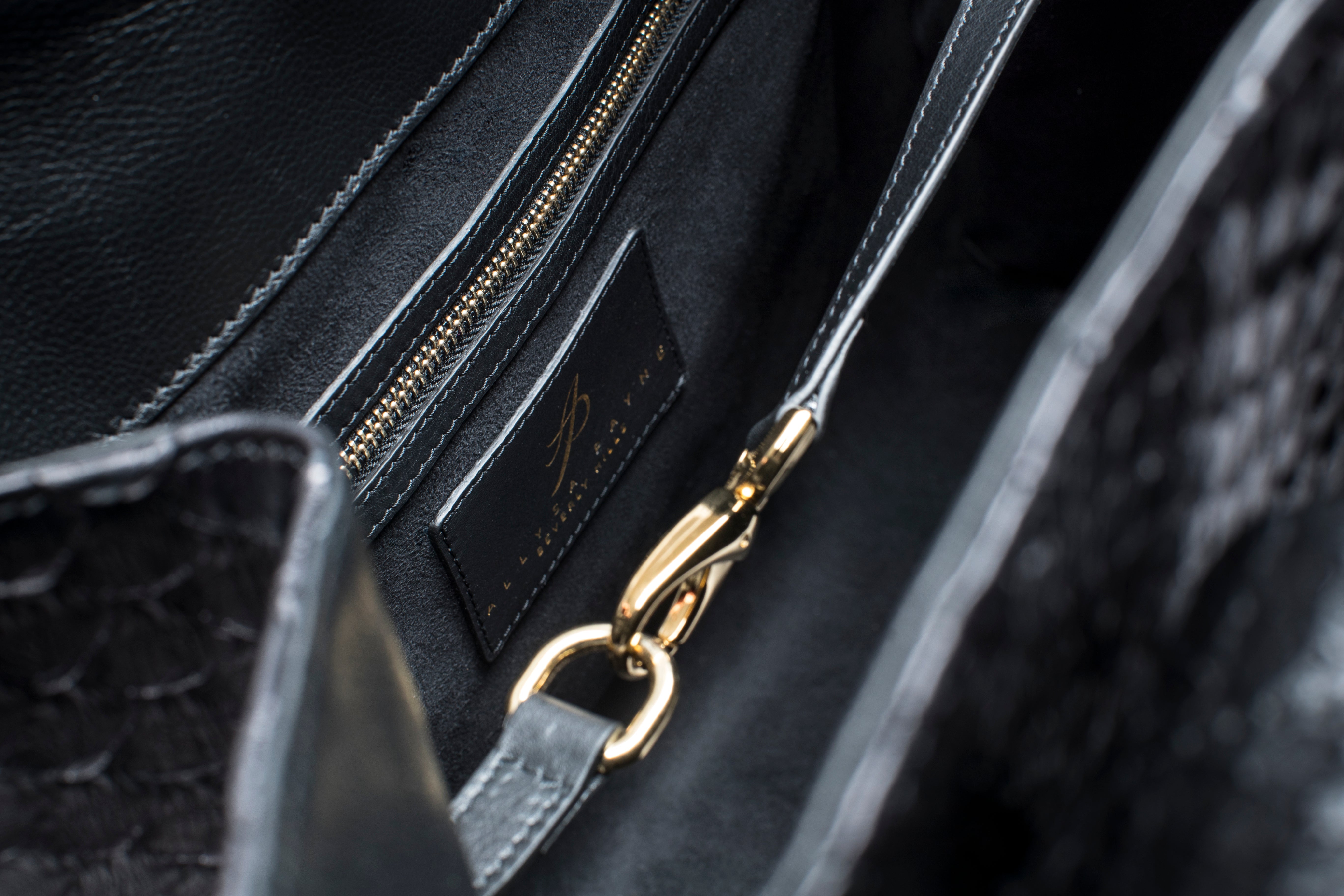 Large Black Python Shopper Bag