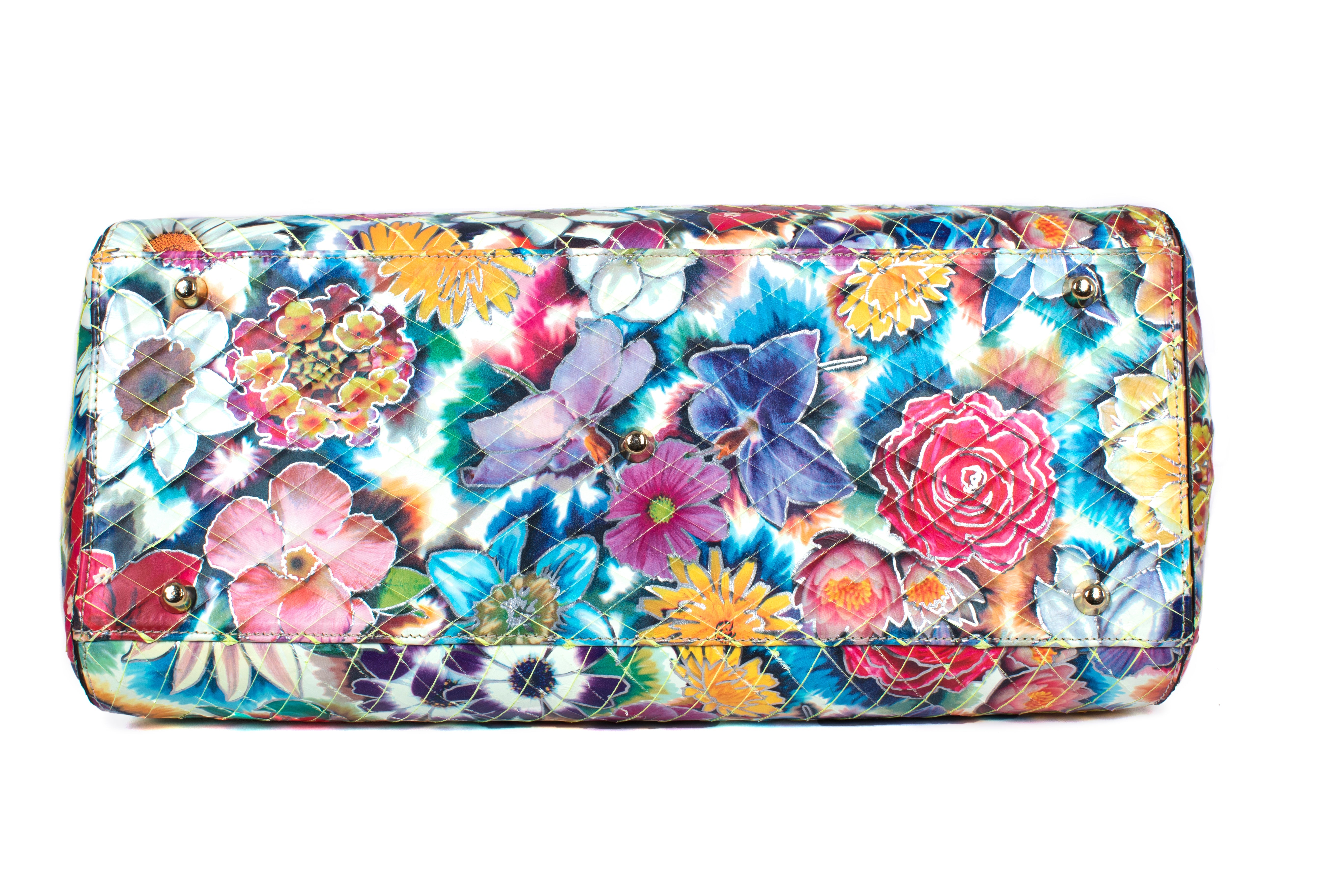 Large Floral Leather Tote Bag