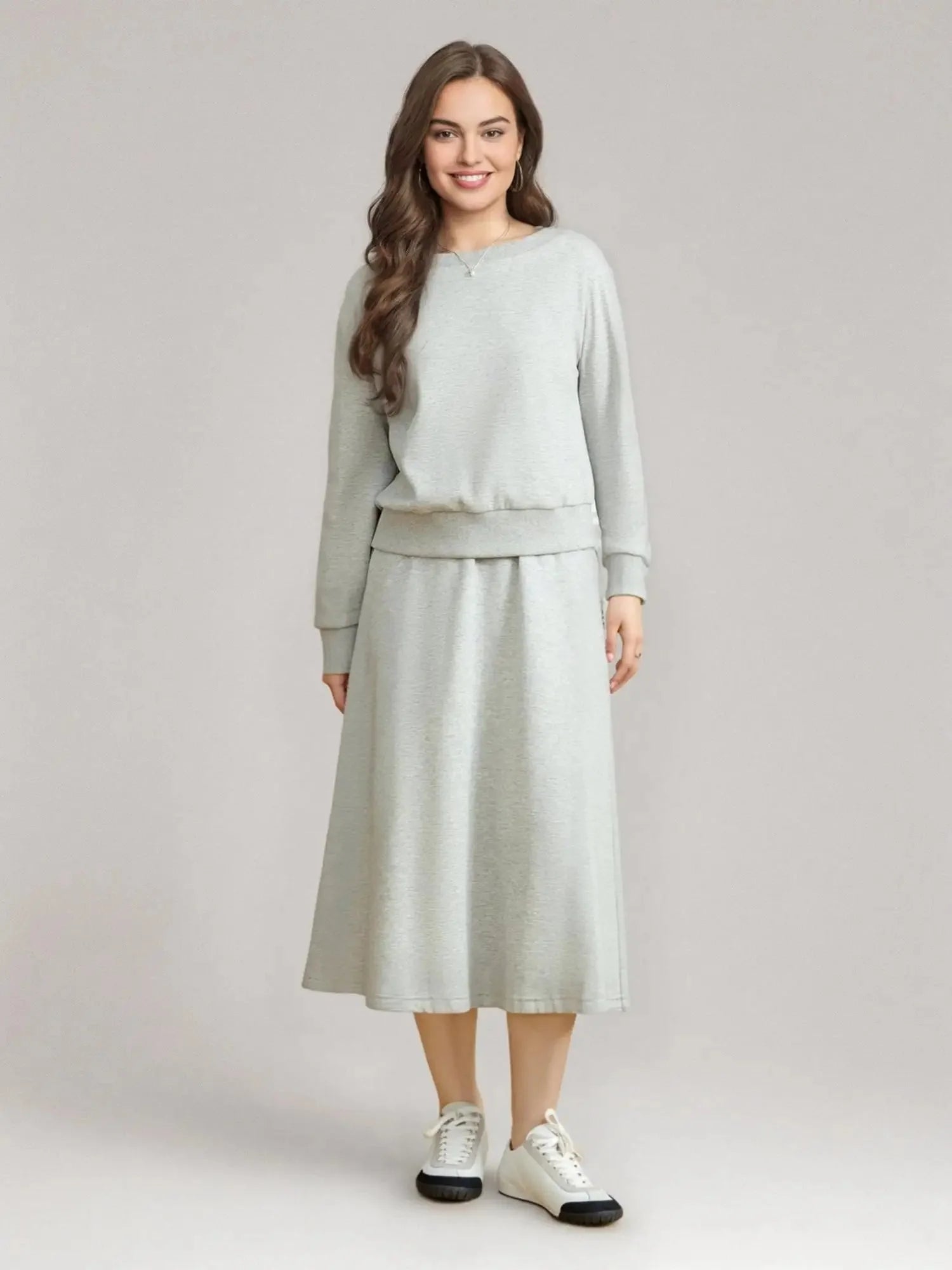 Plus Size Off-Shoulder Sweater & Skirt Set Elegant 2-Piece