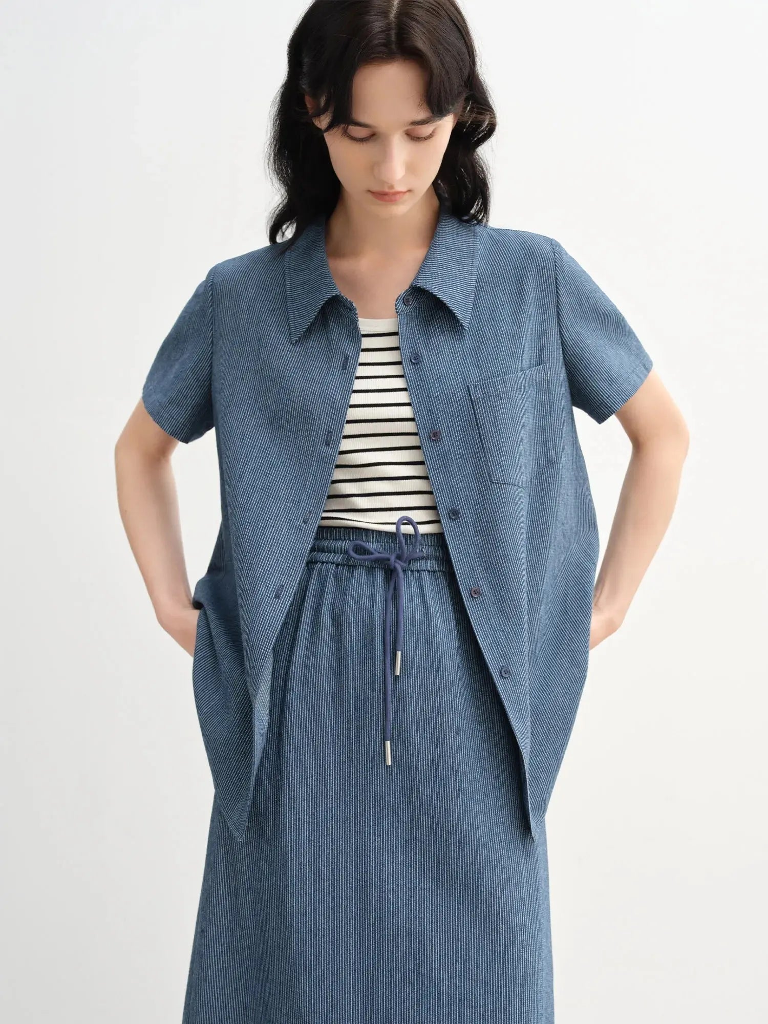 Women's Striped T-shirt and Skirt Set for Summer