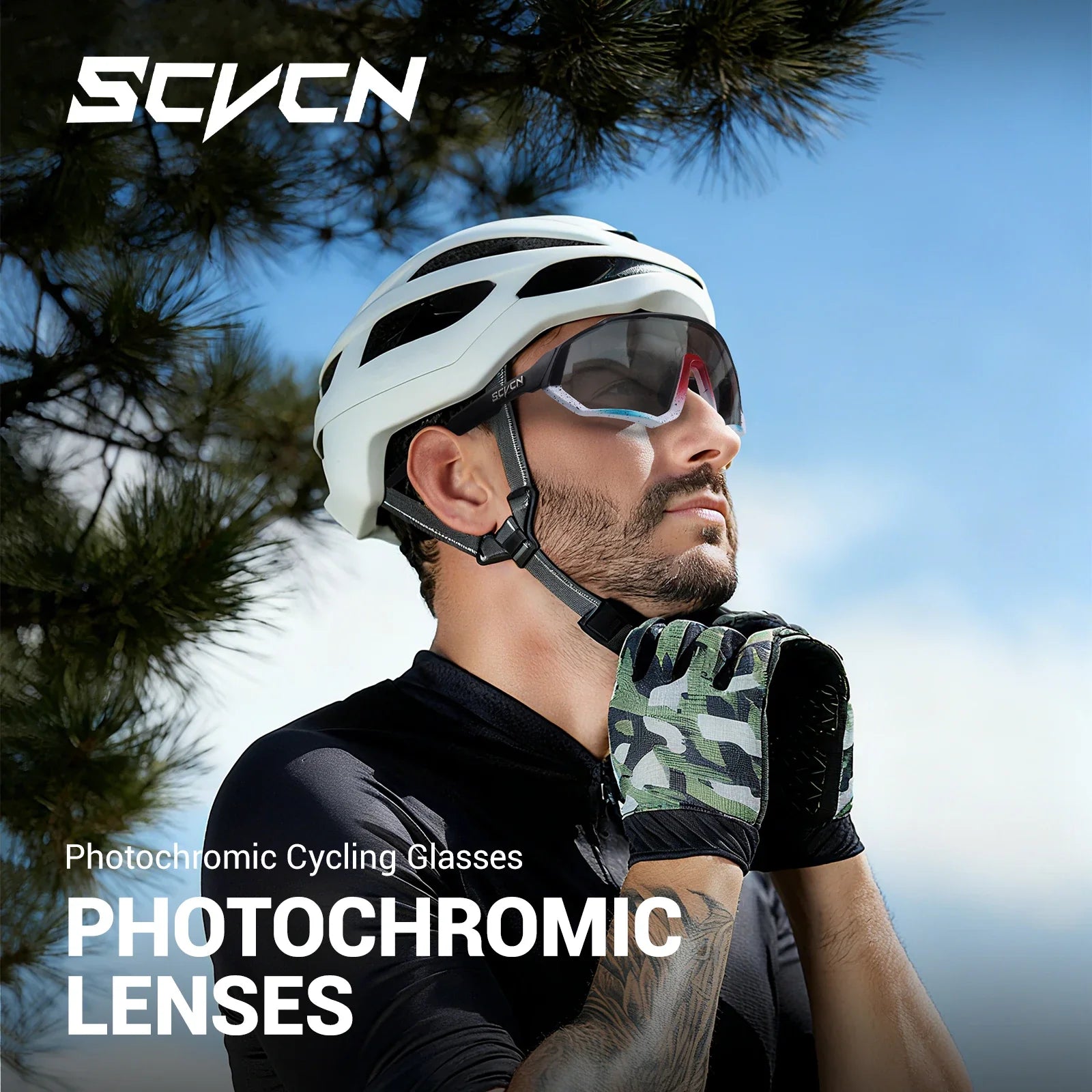 SCVCN Photochromic Cycling Sunglasses Outdoor Sports Running Drving Glasses Road MTB Bicycle Goggles UV400 Safety Bike Eyewear