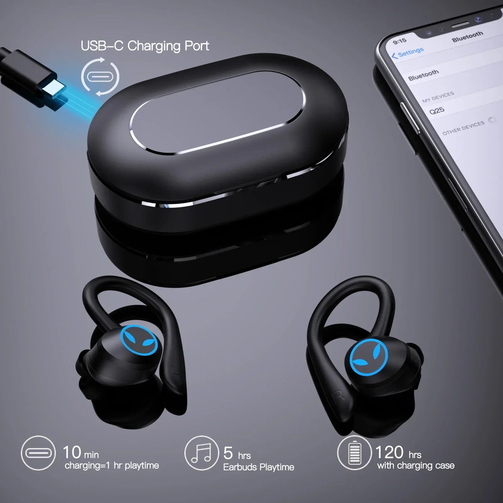 Wireless 5.4 Headphone Touch Control Sports Waterproof Bluetooth Earphone HiFi 9D Bass Stereo Earphone Headset With Microphone