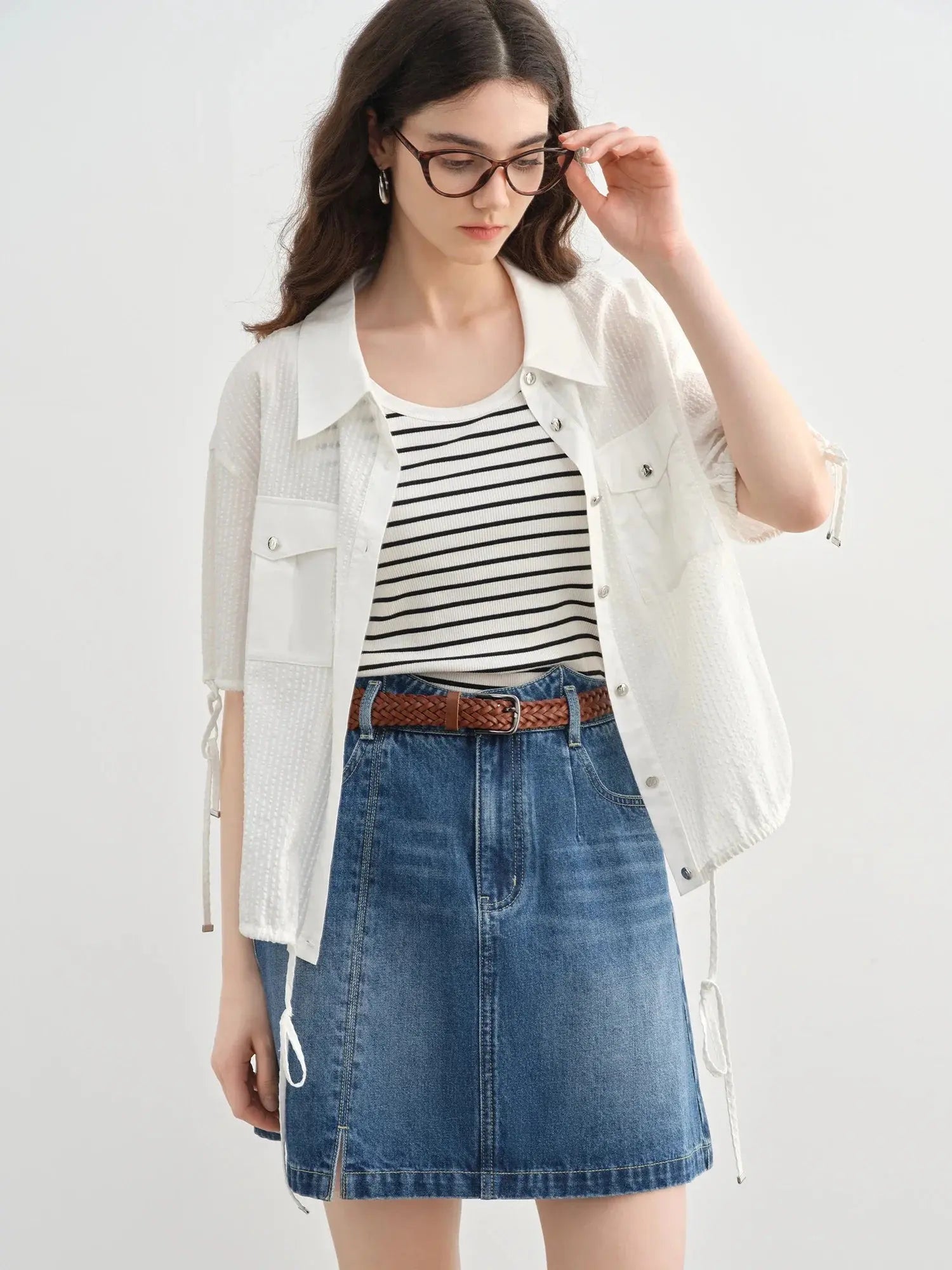 Quality Plus-Size Short-Sleeve Drawstring Shirt
