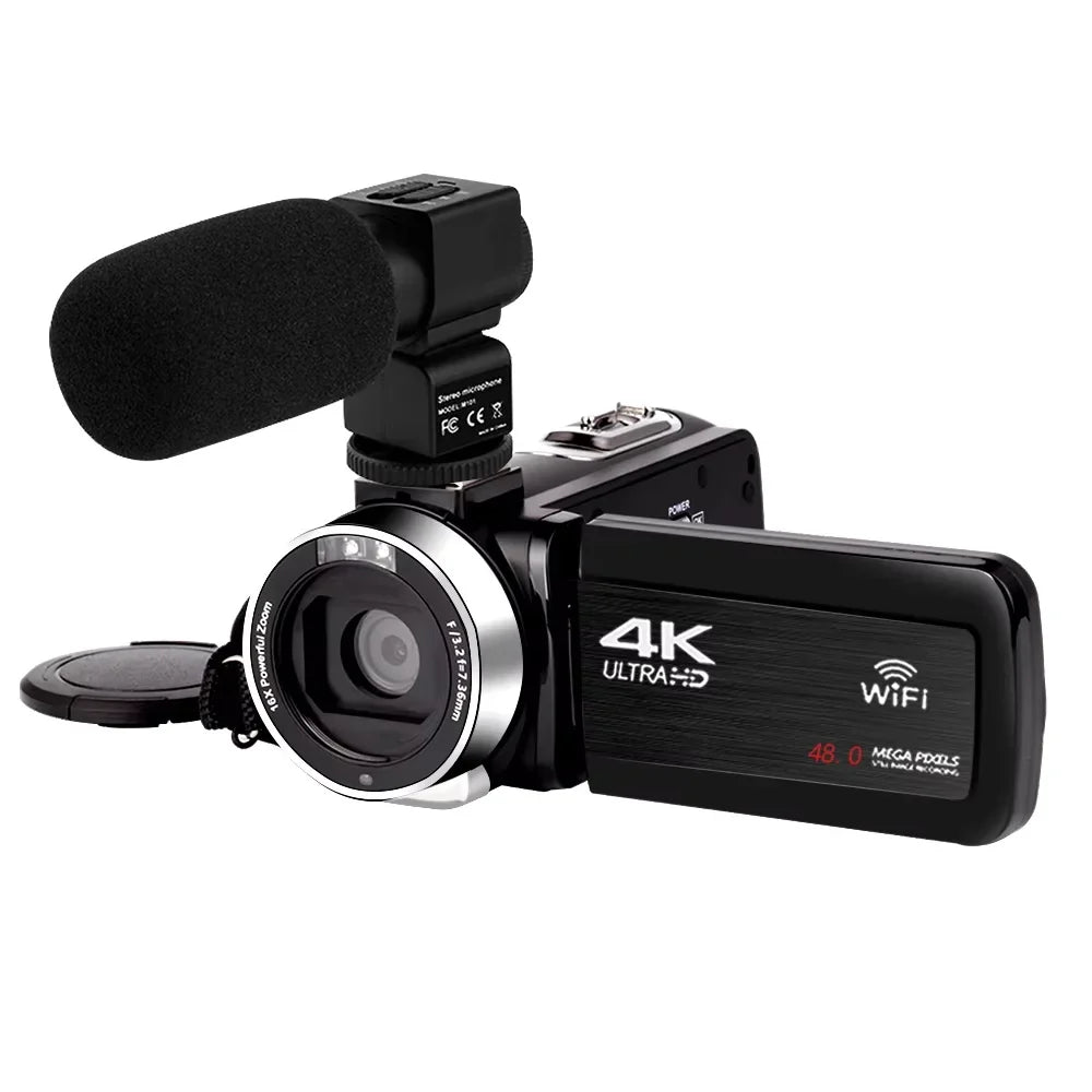 Full 4K Camcorder 18X 48MP Digital Camera Livestream Webcam UHD Vlog Video Recorder Wide Angel Macro Lens Photography Cameras