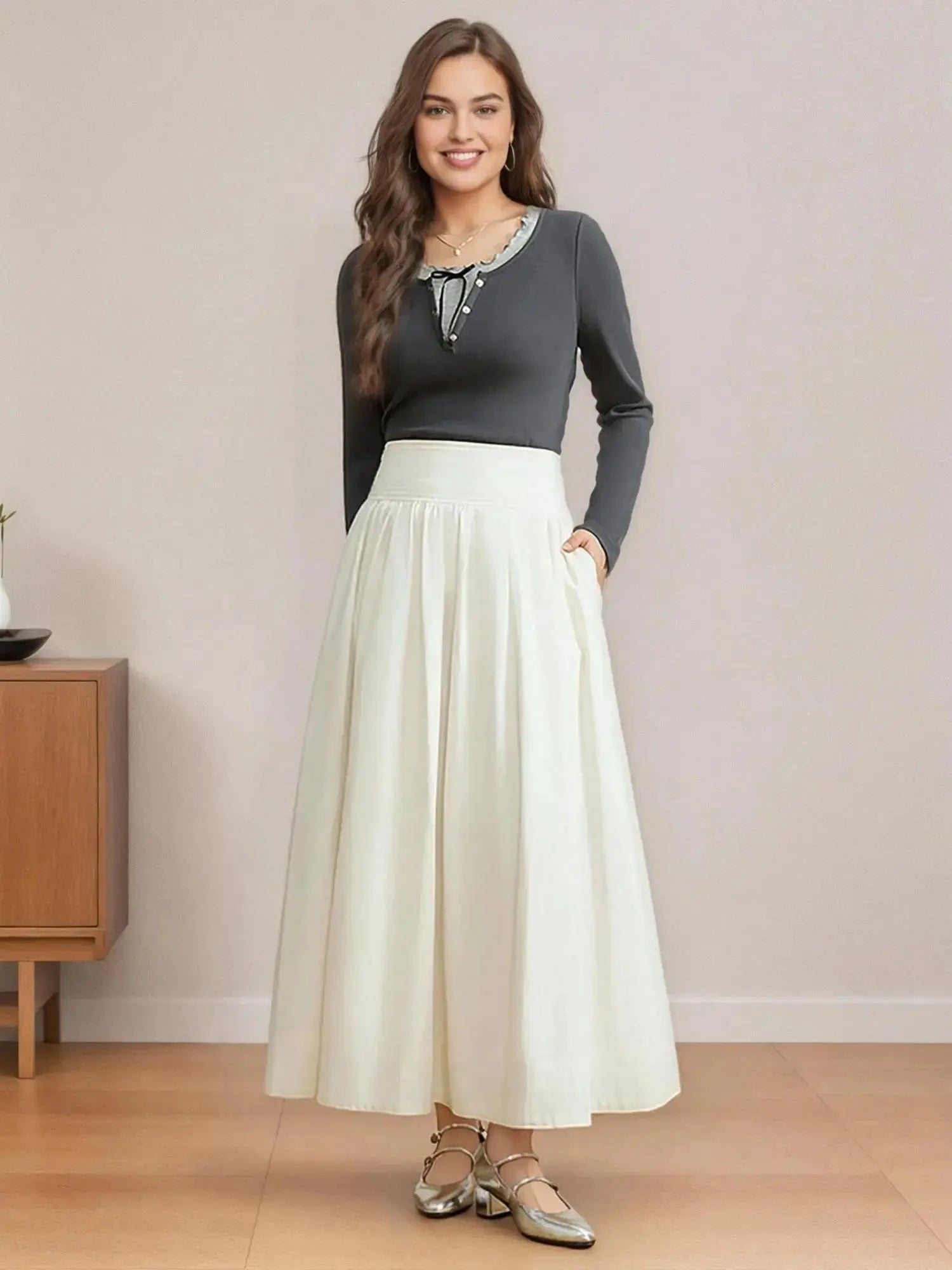 Plus Size Wide Waist Umbrella Skirt