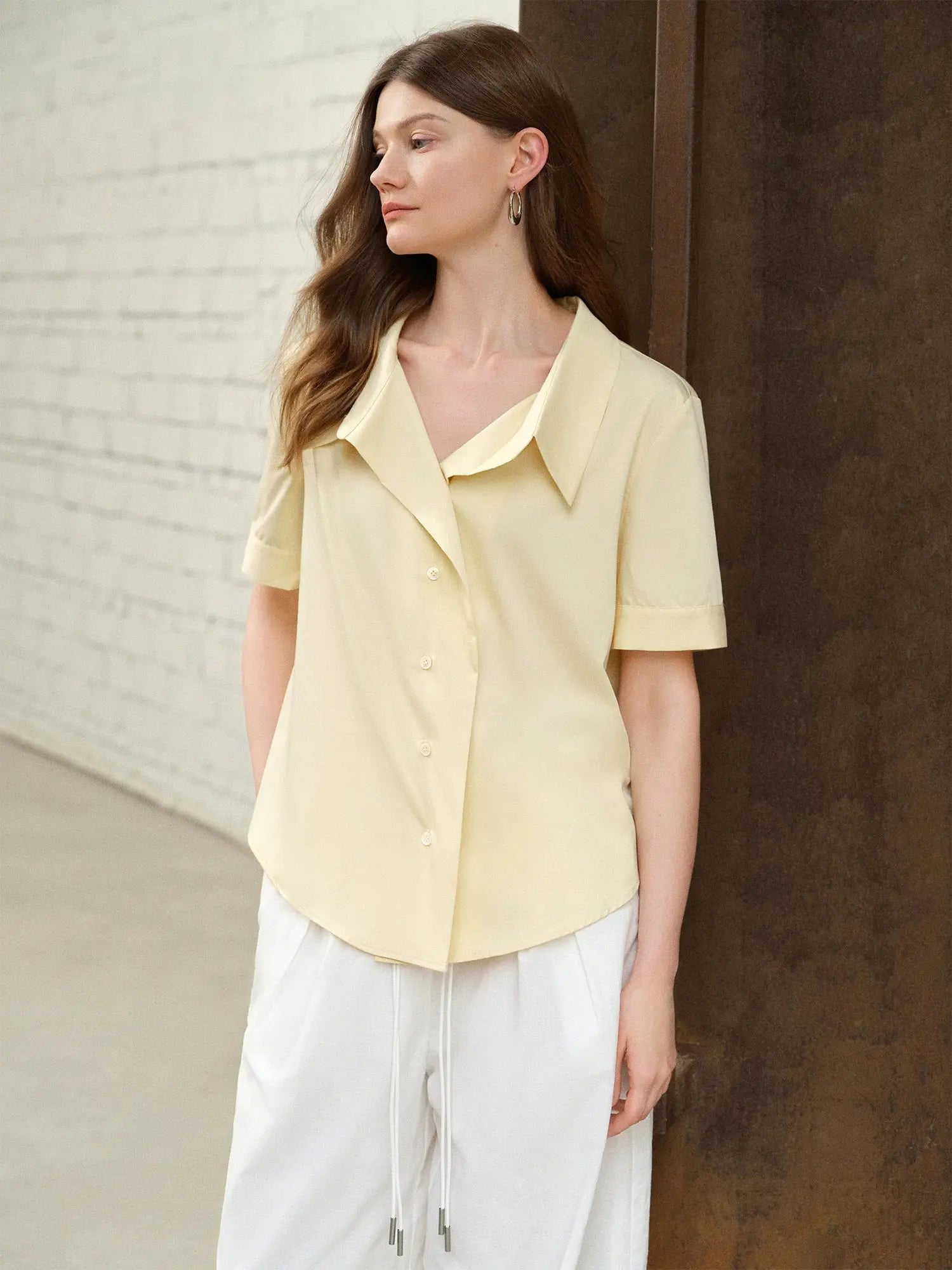 Plus Size Lapel Commuter Blouse