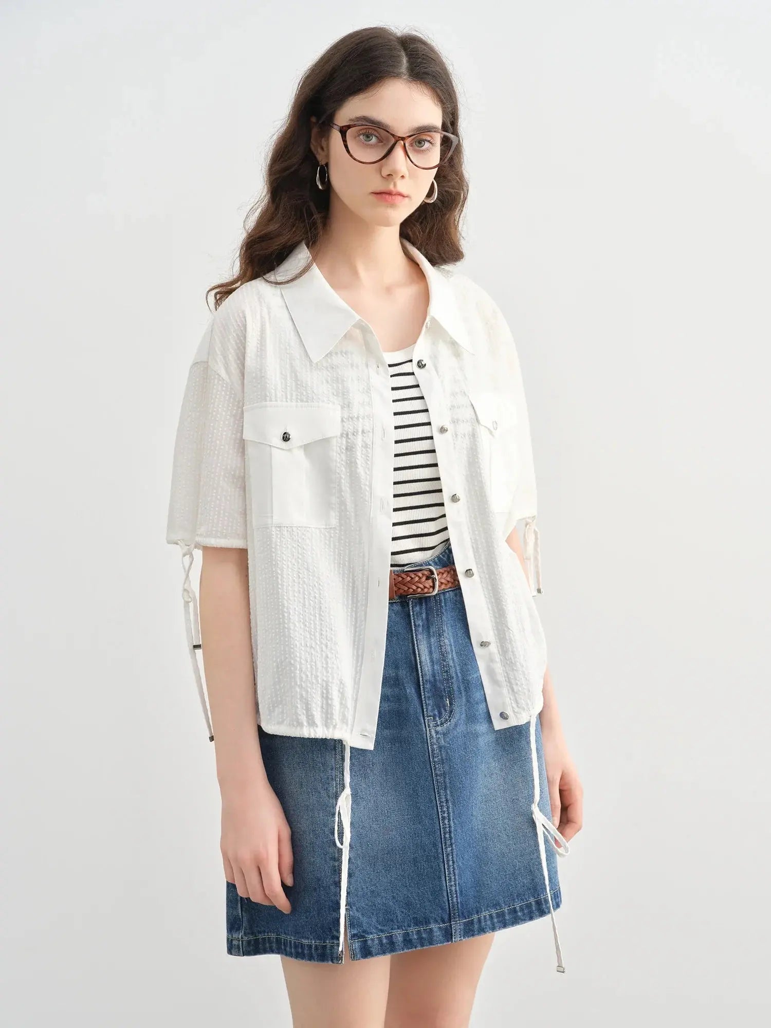 Quality Plus-Size Short-Sleeve Drawstring Shirt