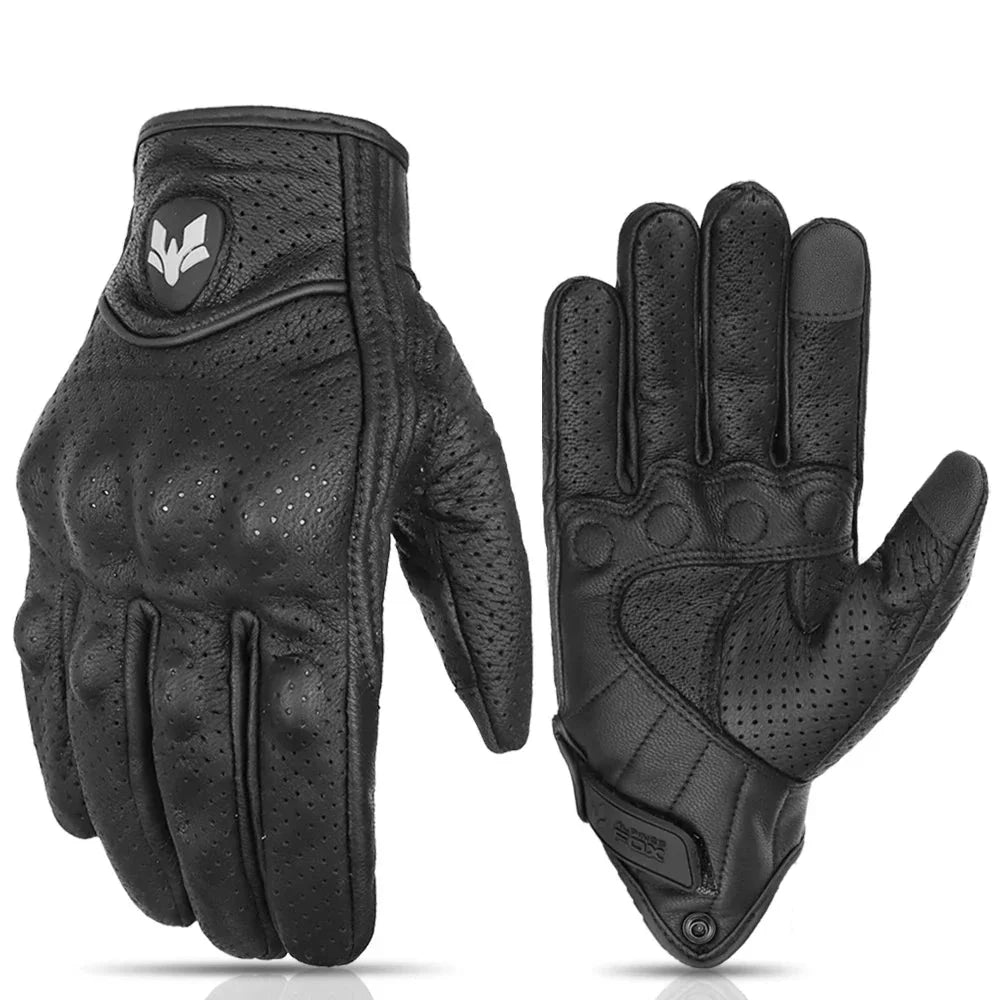 Vintage Real Leather Breathable Touch Screen Gloves