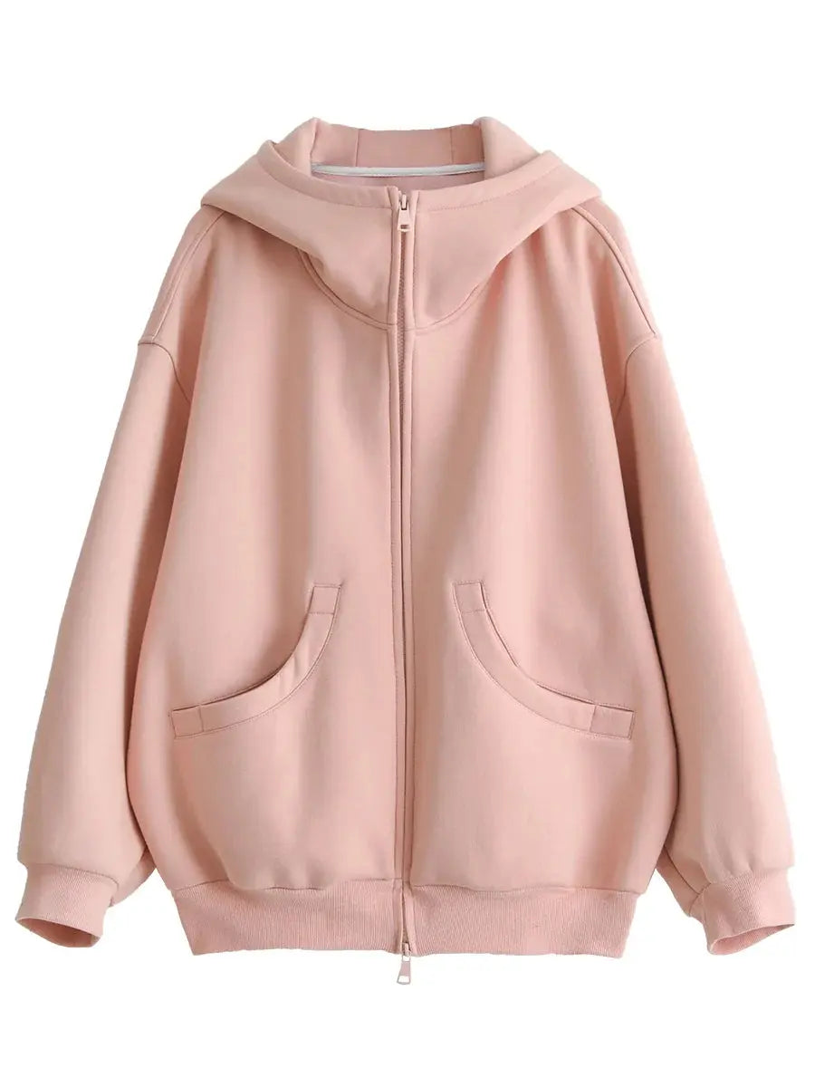 Plush Lined Oversize Coat with Double Zipper