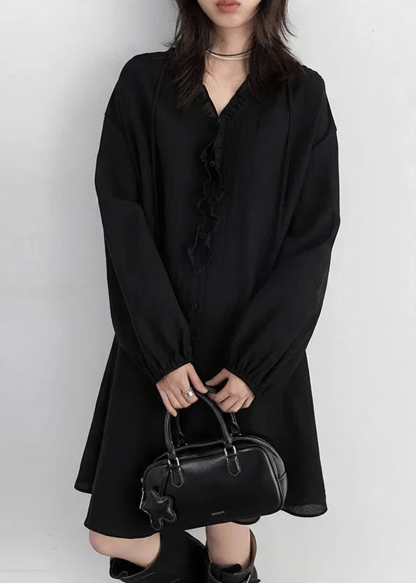 Women’s V-Neck Ruffled Long Sleeve Dress Casual