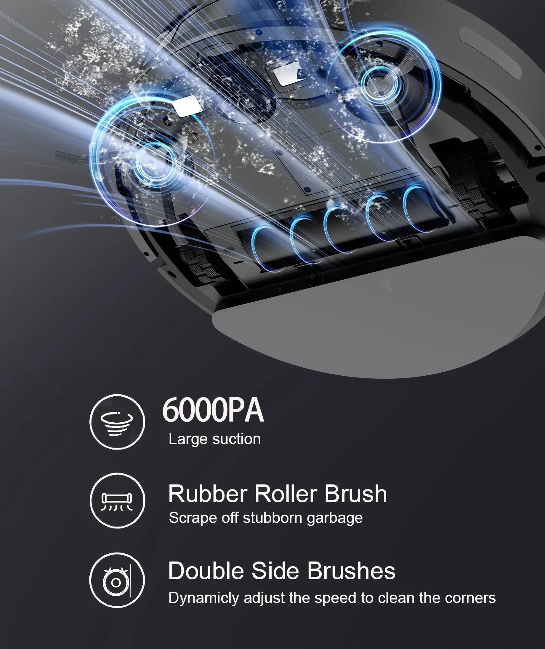 Robot Vacuum Cleaner Combo and Mop 6000PA Strong Suction Robotic App& Remote Control Self-Charging Smart Mapping for Pet Hair