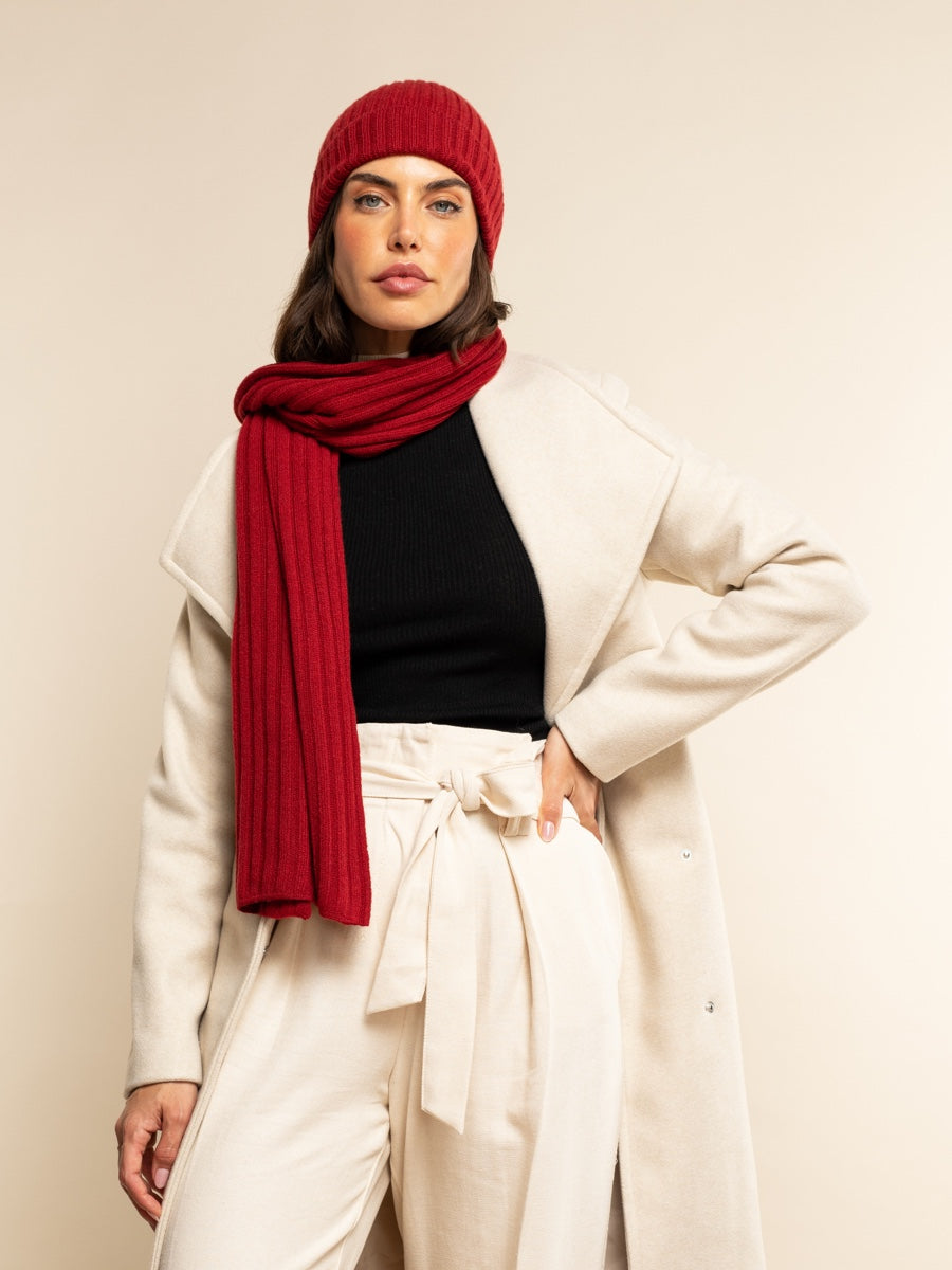 Napoli (red) - Italian 100% cashmere ribbed scarf (unisex)