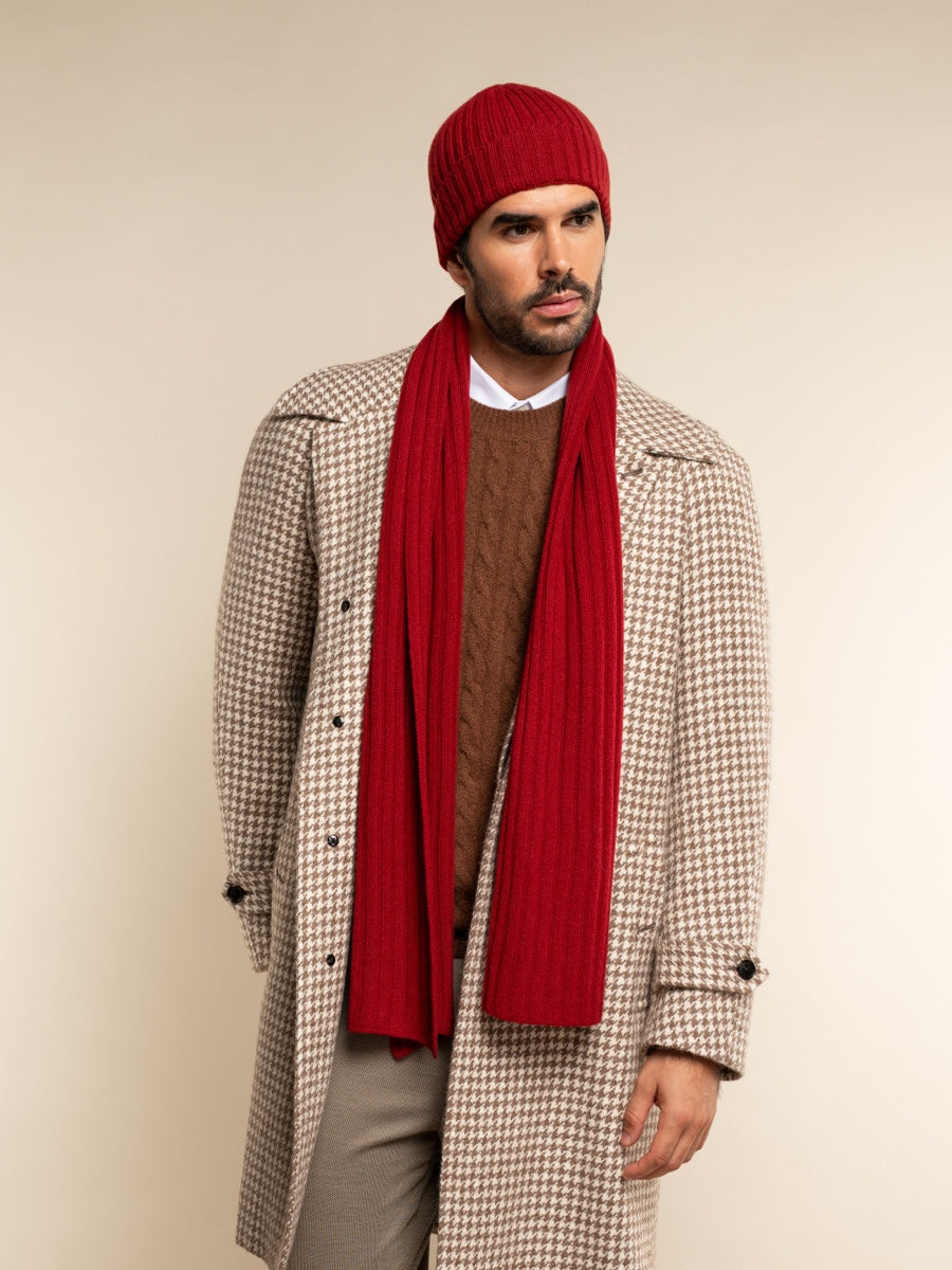 Napoli (red) - Italian 100% cashmere ribbed scarf (unisex)