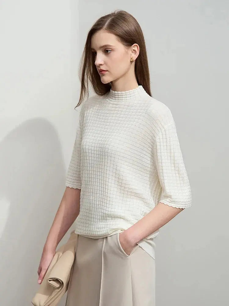 Elegant Mock Neck Slim Knit Sweater