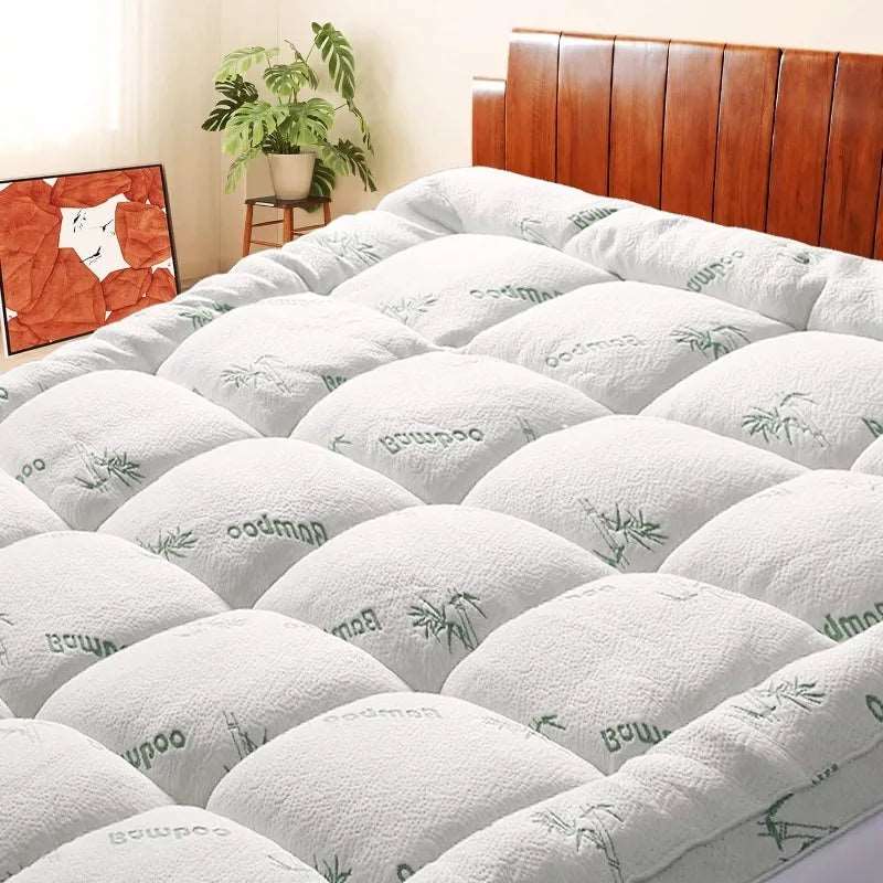 Bamboo Mattress Topper – Cooling, Extra Thick & Soft Quilted Cover for Back Pain Relief