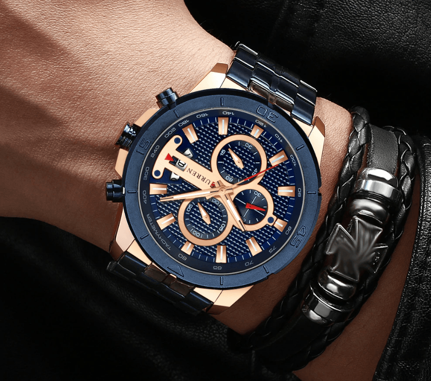 Men's Waterproof Watch With Chronometers Day View And Fluorescent Hands Unique Luxury Design Perfect Gift