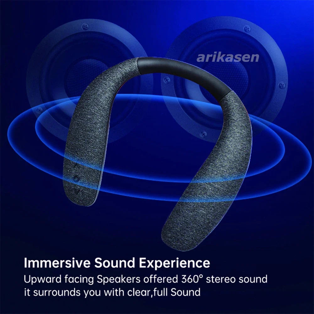 Neckband Bluetooth Speaker, Neck Bluetooth Speaker Wireless, Wearable Bluetooth Speaker System for Gaming Movies Music Ourdoor
