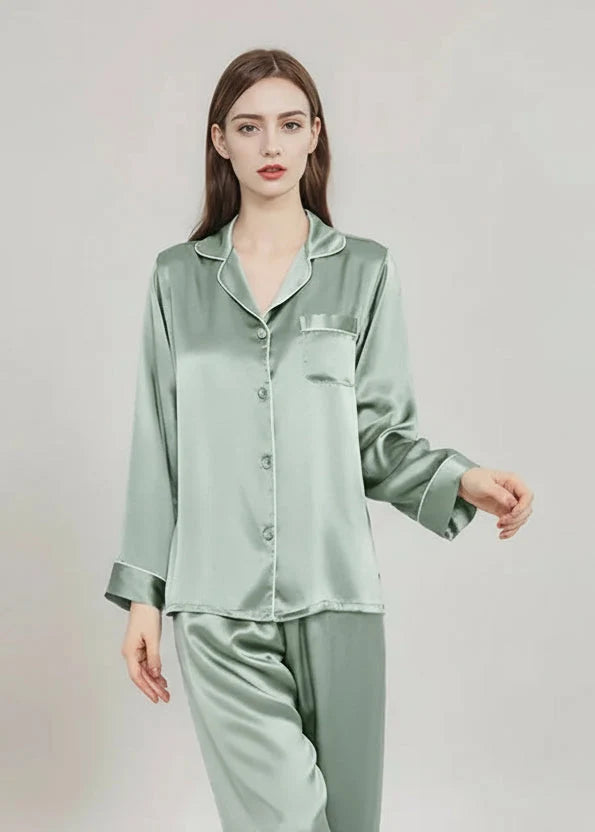 Women’s Mulberry Silk Pajama Set Long Sleeve Summer
