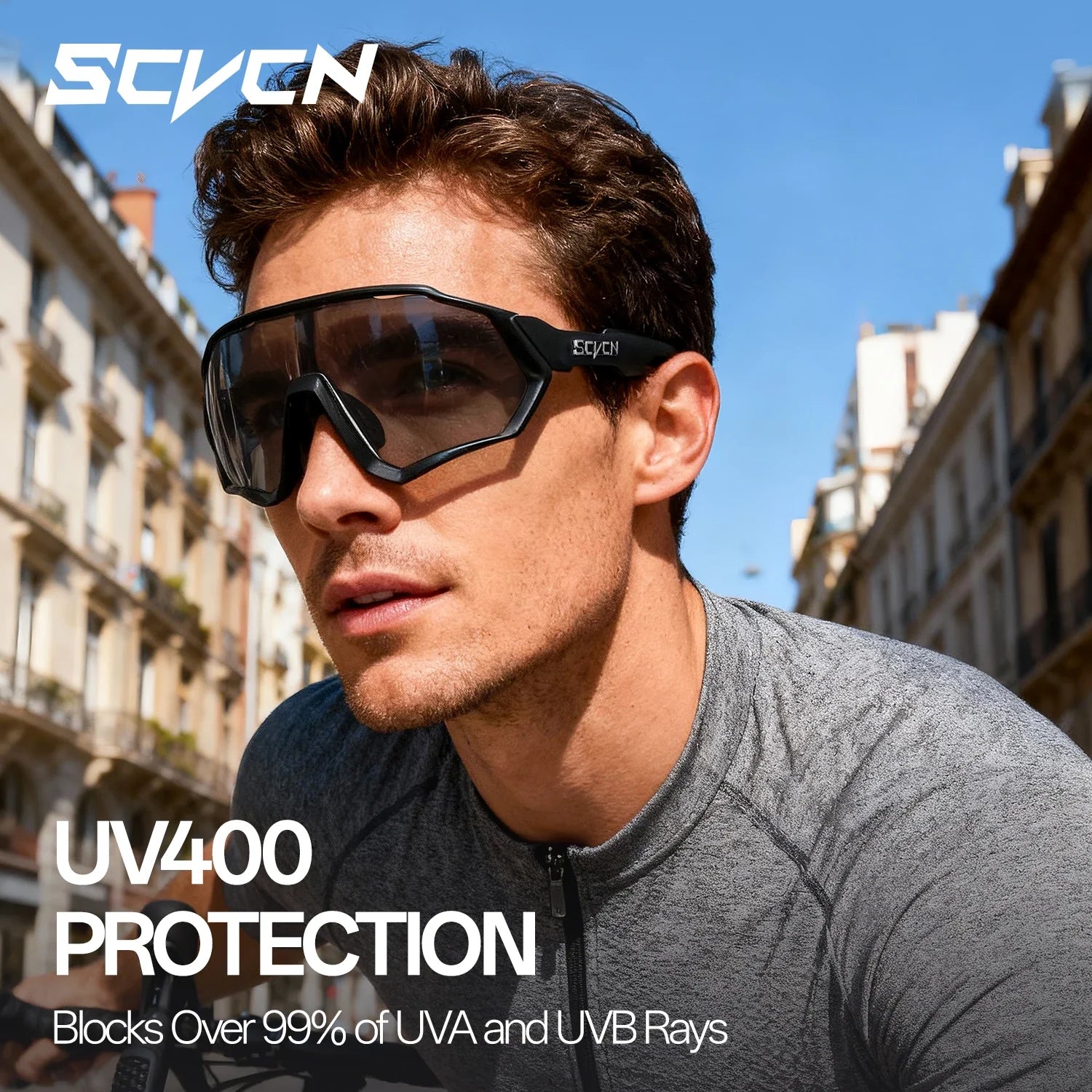SCVCN Photochromic Cycling Sunglasses Outdoor Sports Running Drving Glasses Road MTB Bicycle Goggles UV400 Safety Bike Eyewear