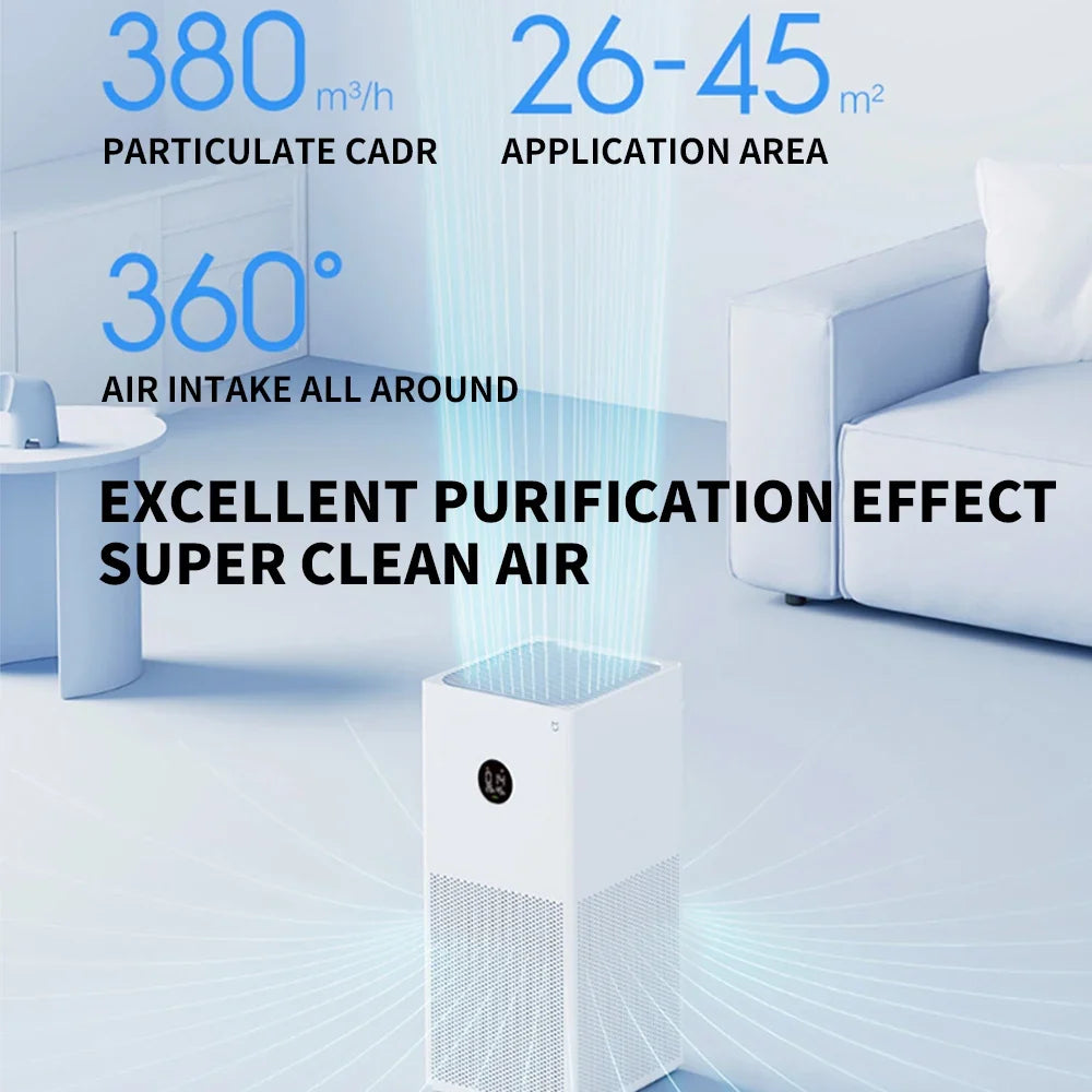 MIJIA Smart Air Purifier 4 Lite LED Display Quadruple Purification Aldehyde Removal Home Air Ionizer 35.8dB(A) Low noise