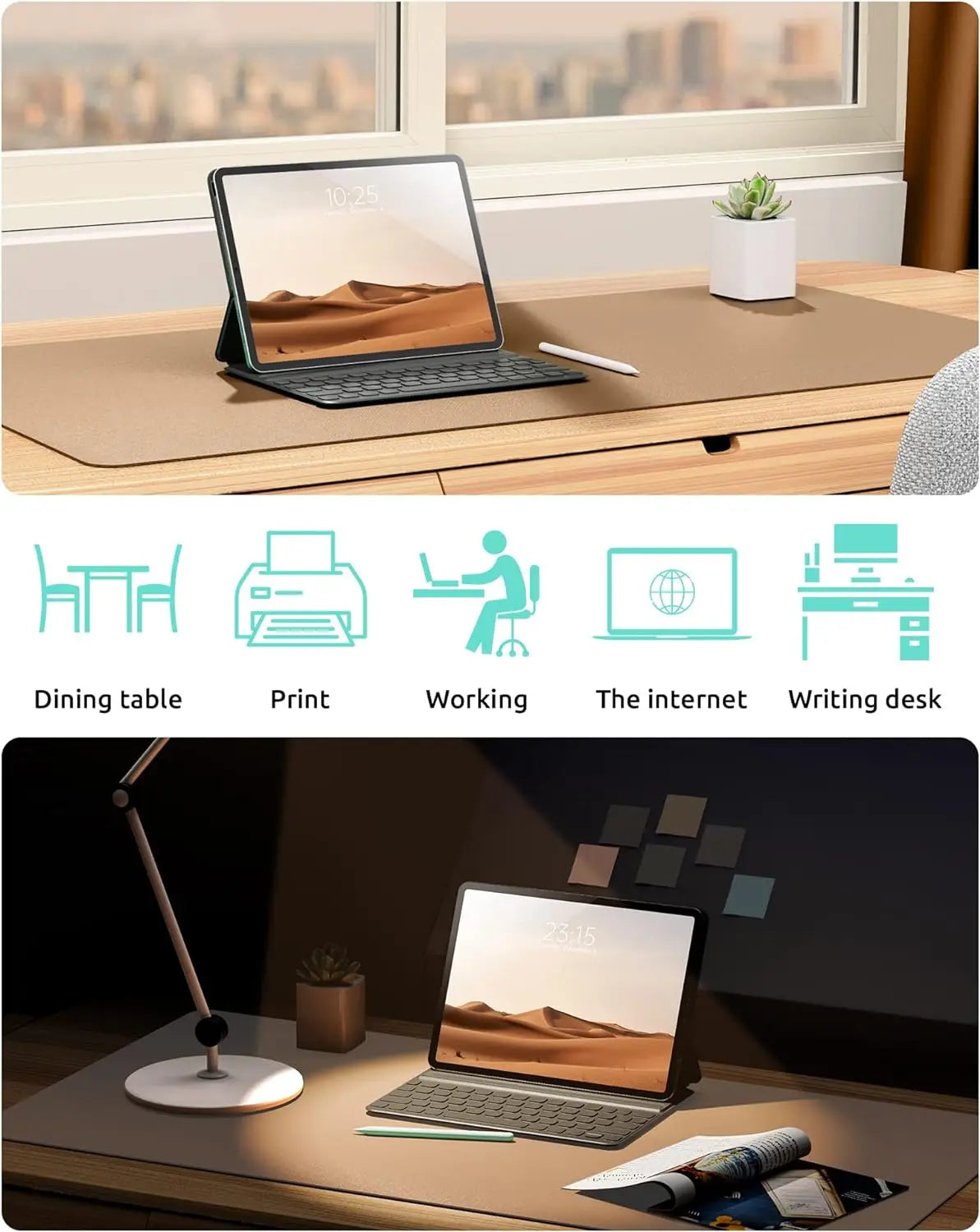 PU Leather Desk Mat – Large Waterproof Mouse Pad & Keyboard Mat, Desk Protector for Office