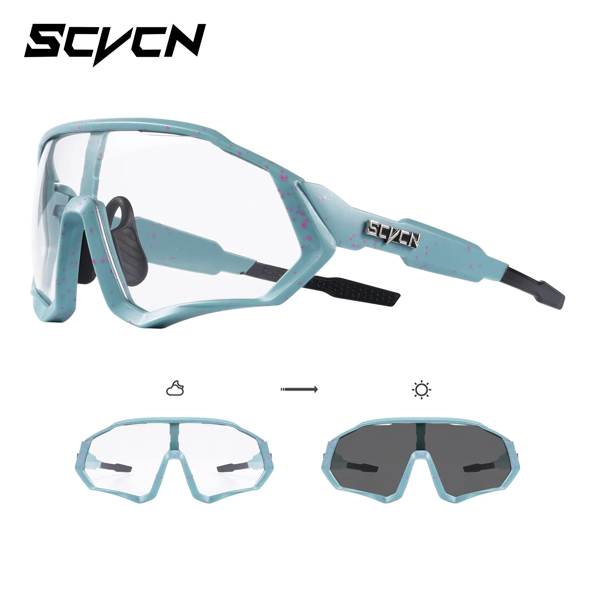 SCVCN Photochromic Cycling Sunglasses Outdoor Sports Running Drving Glasses Road MTB Bicycle Goggles UV400 Safety Bike Eyewear