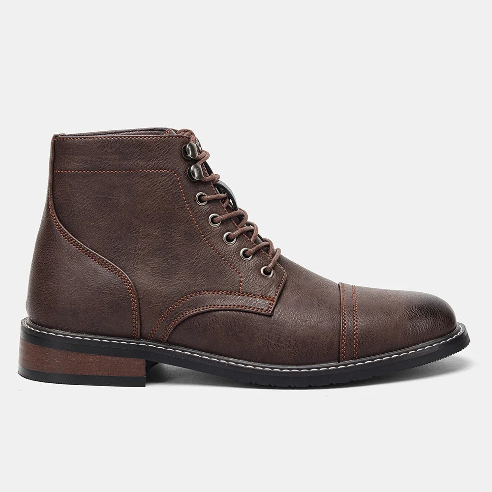 Brogue Chelsea Men's Boots | American Style Comfortable Fashion Leather Boots (Low Heel)
