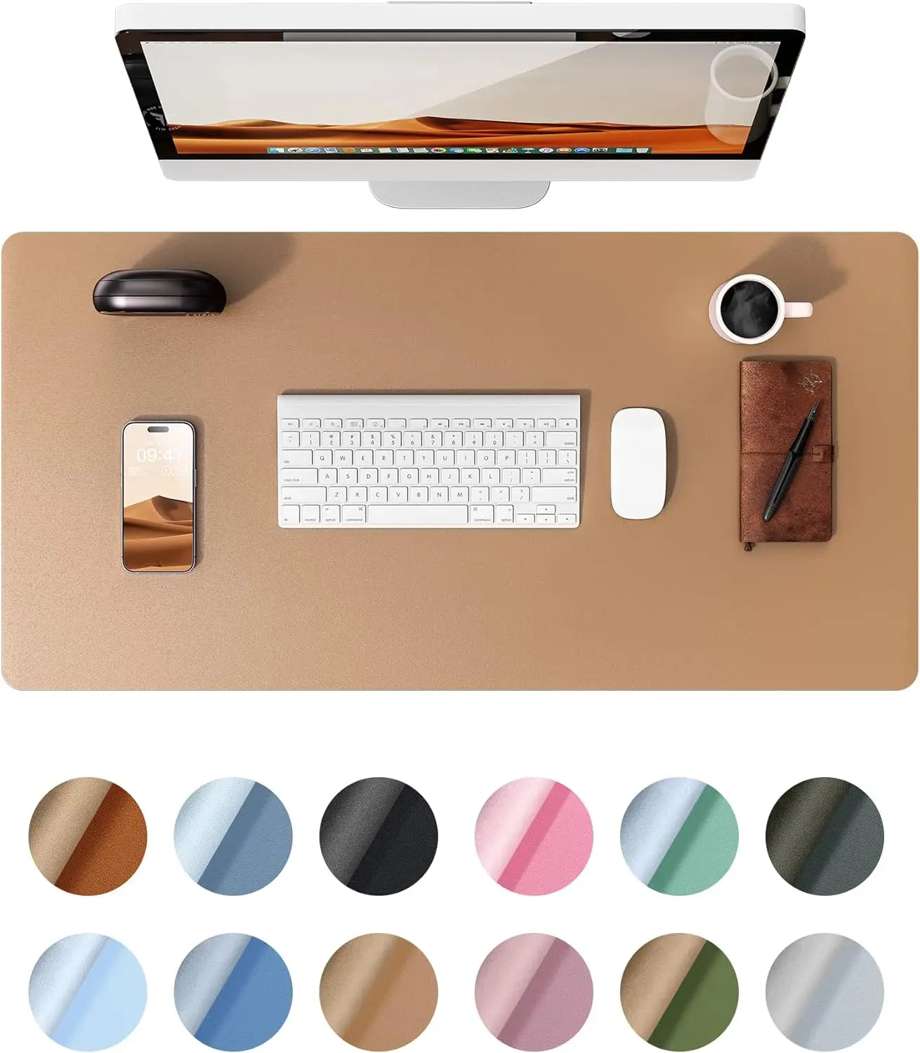 PU Leather Desk Mat – Large Waterproof Mouse Pad & Keyboard Mat, Desk Protector for Office