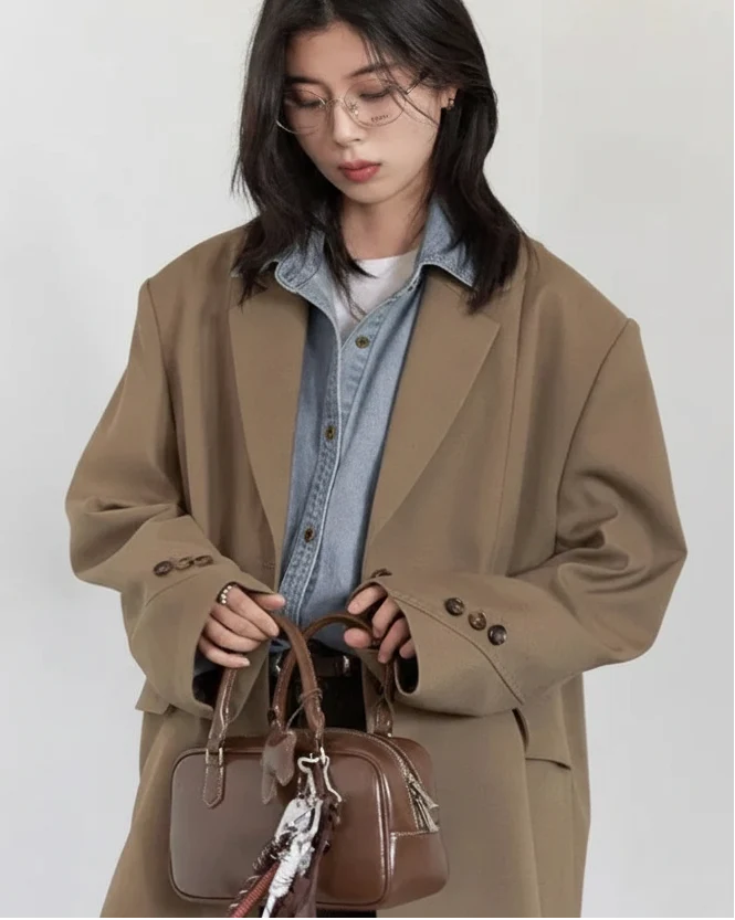 Casual Loose Blazer Single-Breasted Office Coat