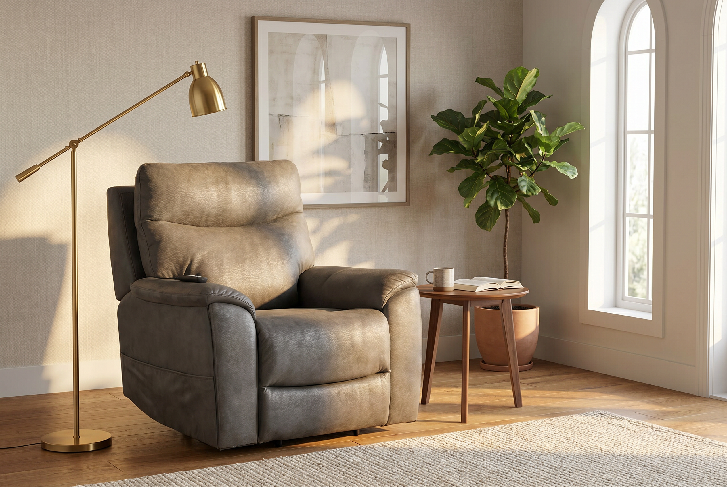 Serenity Slate Grey Ultra Infinite Position Lift Chair with Power Headrest, Heat, Massage & Wireless Charging