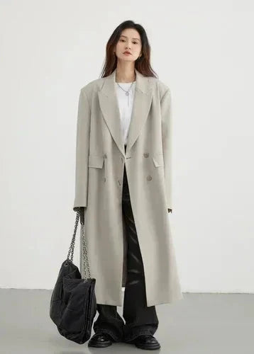 Women’s Double-Breasted Trench Coat Casual Long Overcoat