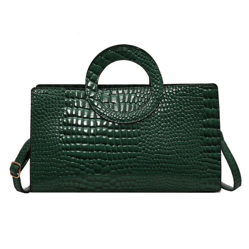 Luxury Crocodile Pattern Women's Handbag | Fashion Shoulder & Crossbody Bag (Famous Brand Designer PU Leather, Large Capacity)