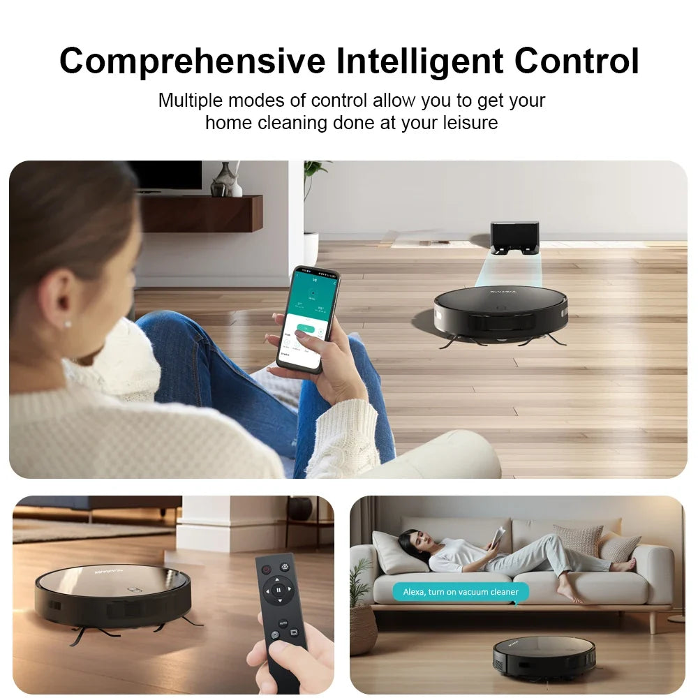 Robot Vacuum Cleaner Combo and Mop 6000PA Strong Suction Robotic App& Remote Control Self-Charging Smart Mapping for Pet Hair