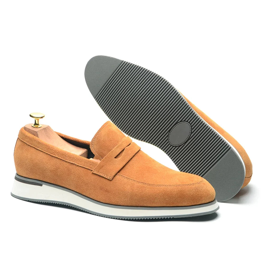 Classic Luxury Men's Cow Suede Penny Loafers | Genuine Leather Slip-on Casual Business & Social Flats