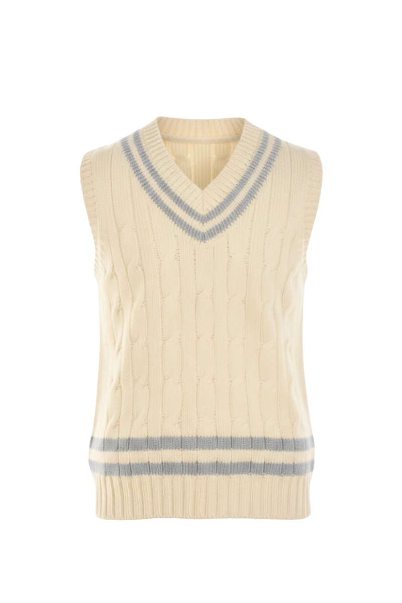 Fedeli Merino Wool V-Neck Varsity Sweater Vest
