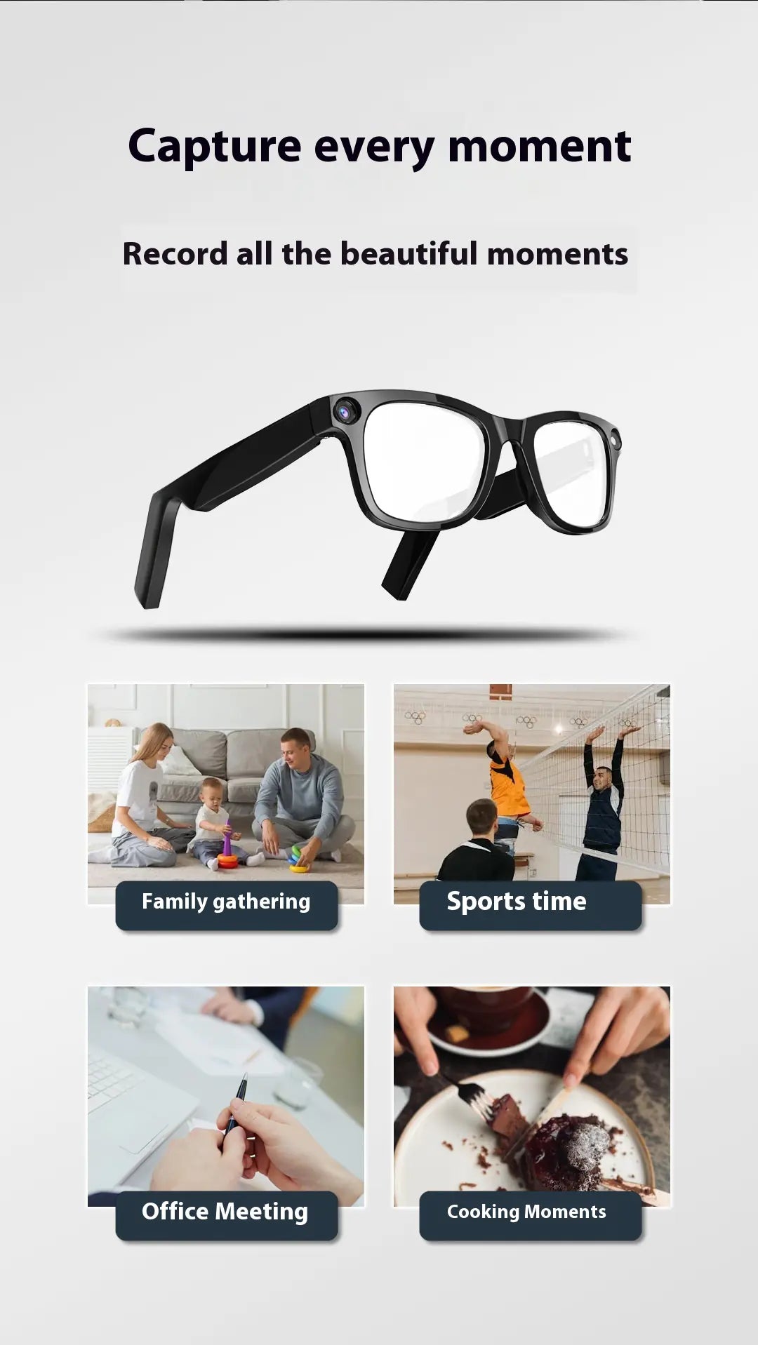 AI Smart Glasses with HD Camera & Translation