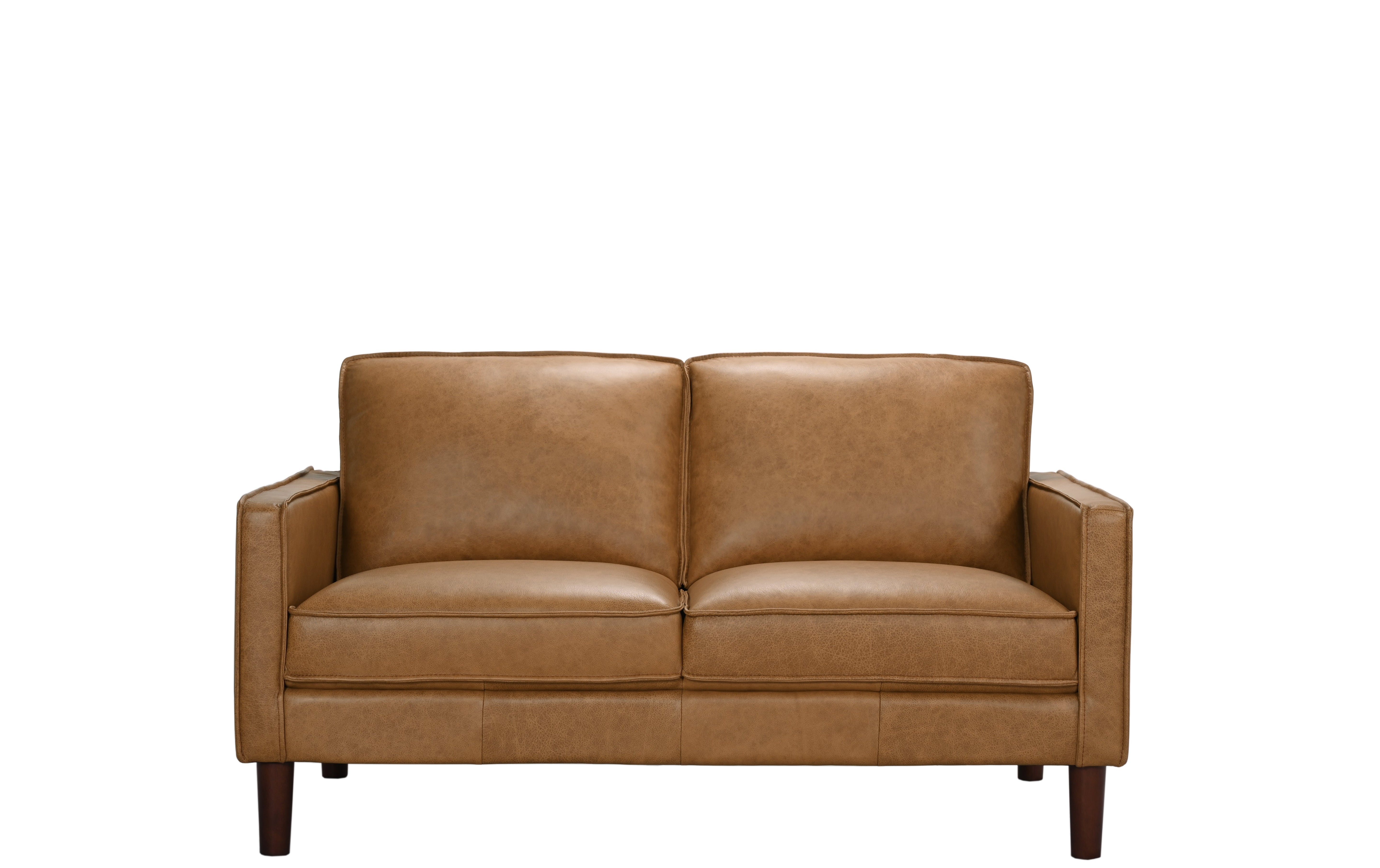 Soria Saddle Brown Top-Grain Leather Loveseat