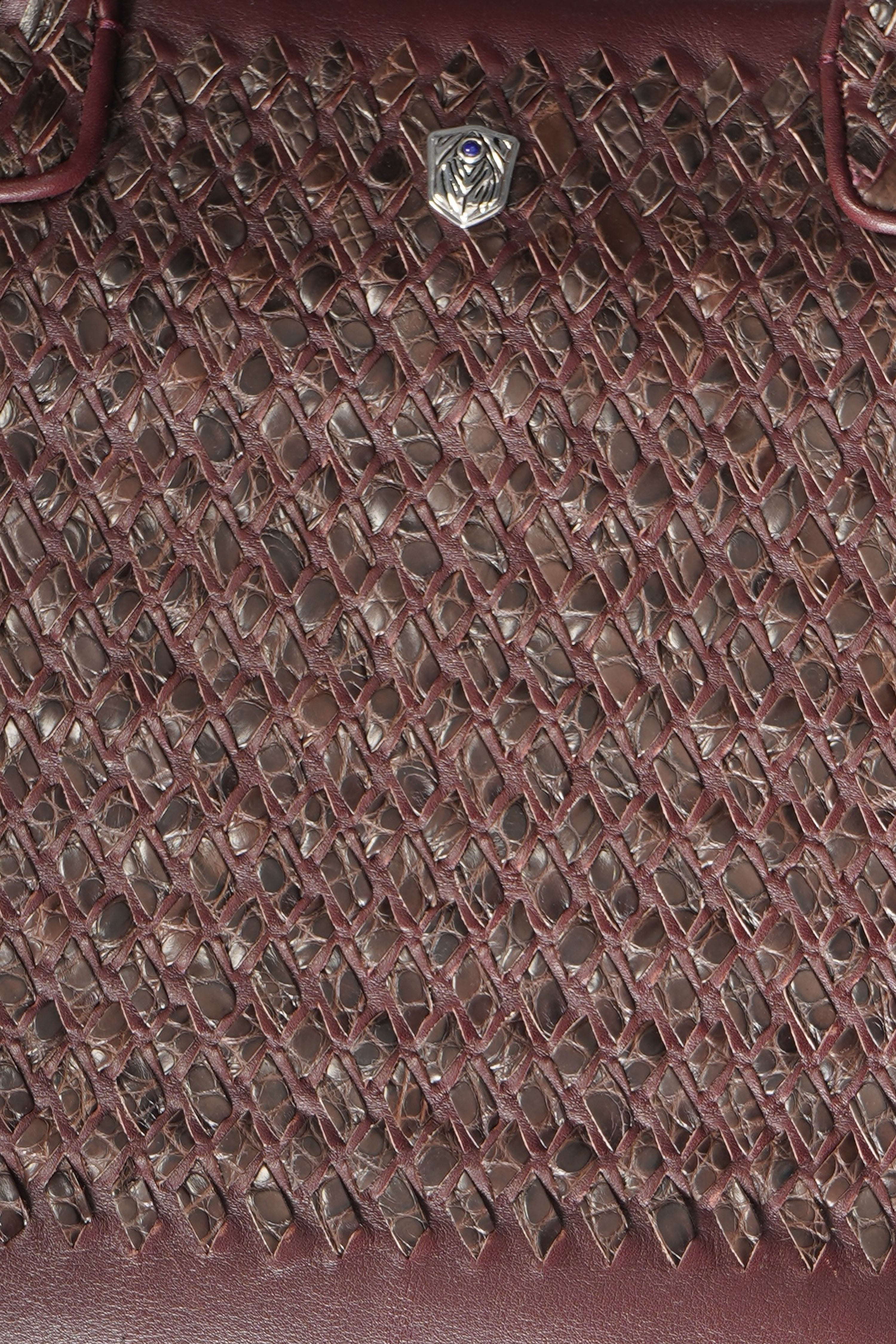 Tardini Woven Full-Grain Calfskin-Alligator Leather Briefcase Bag