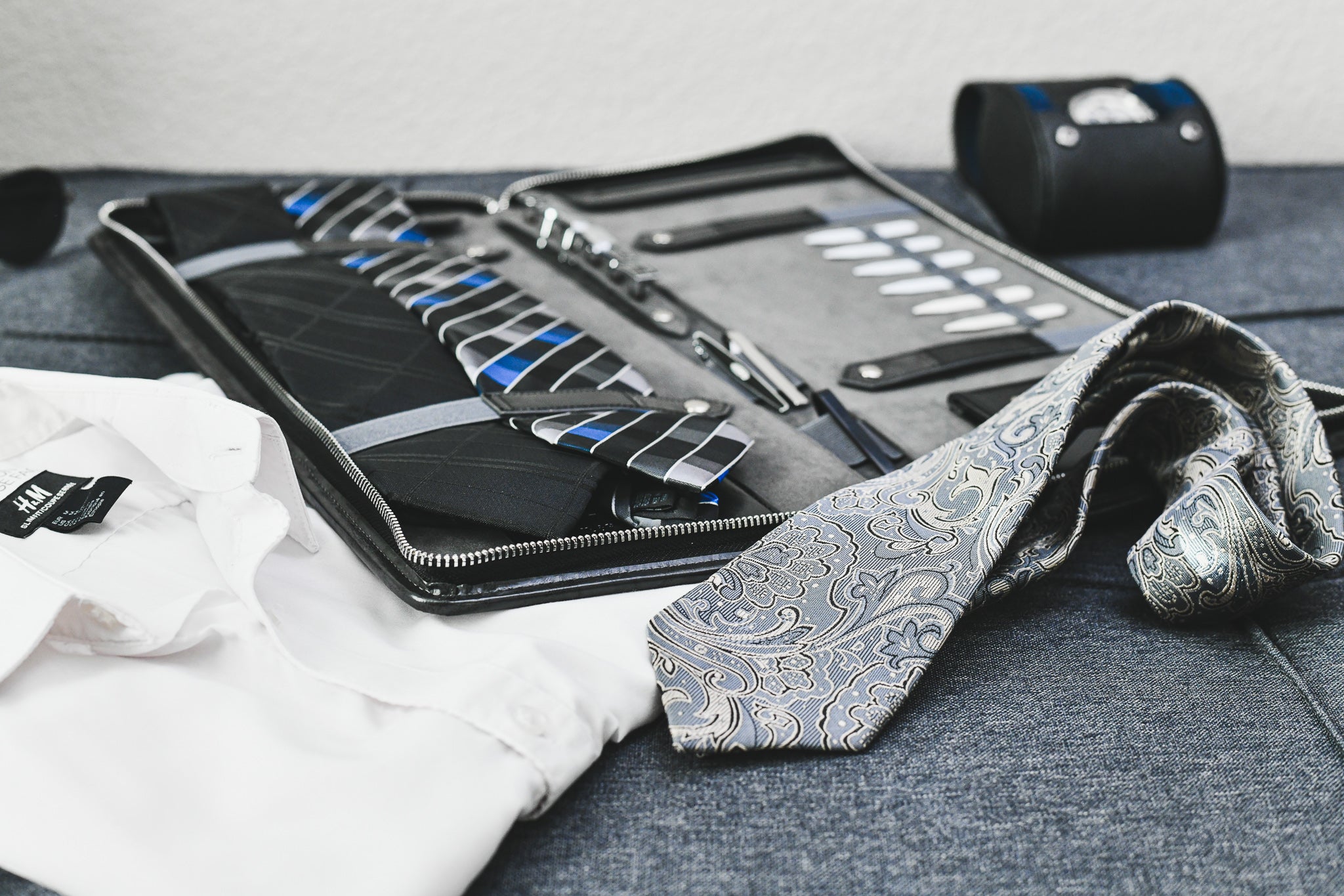 Tie Case for Travel - Graphite Black